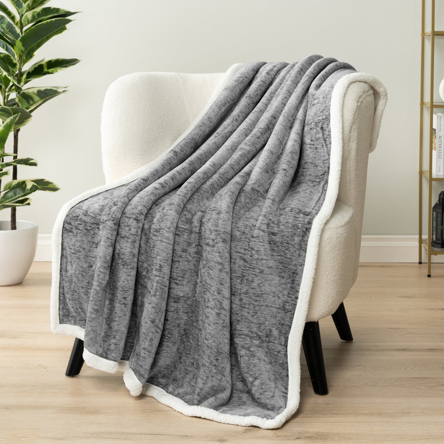 Melange Sherpa Fleece Throw Blanket