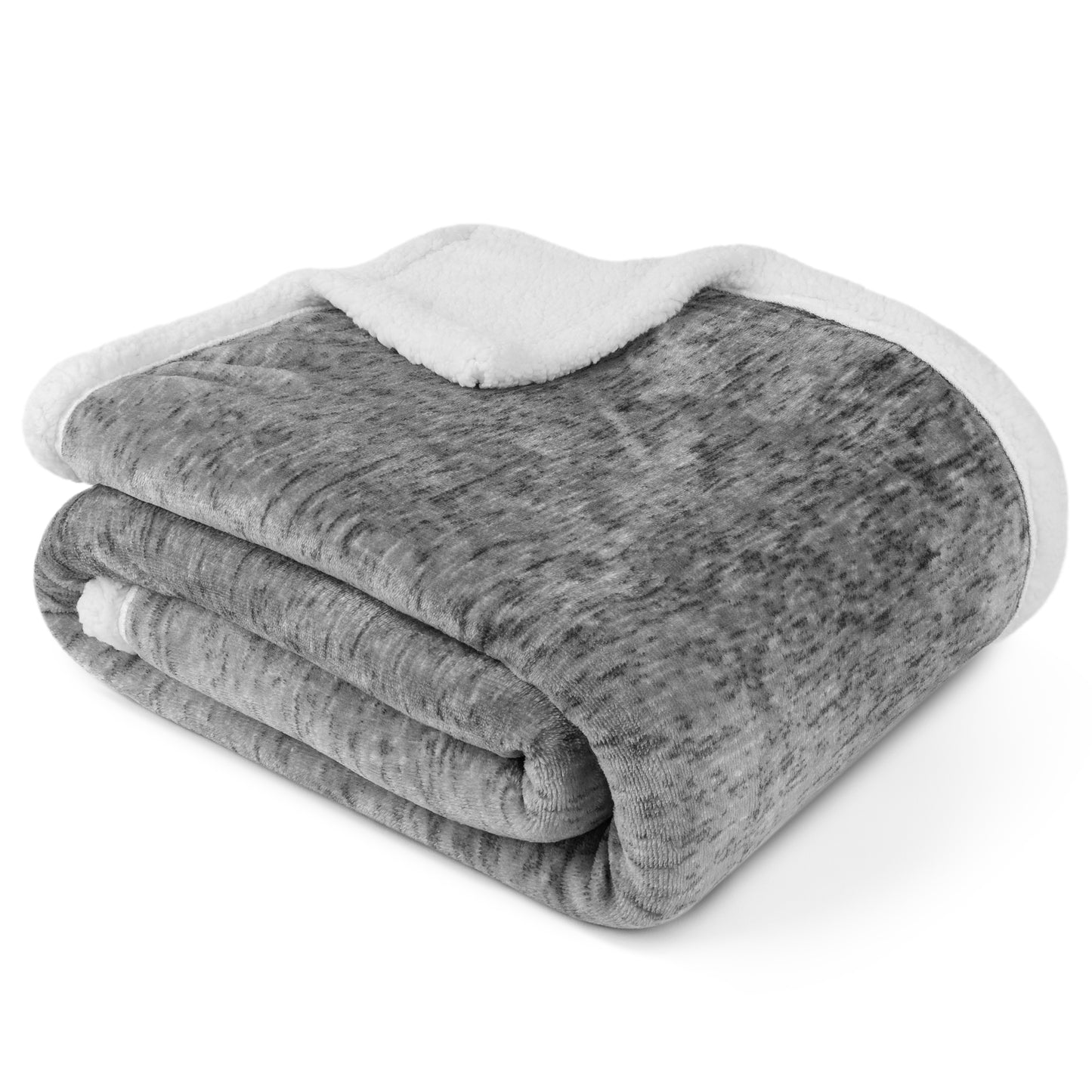 Melange Sherpa Fleece Throw Blanket