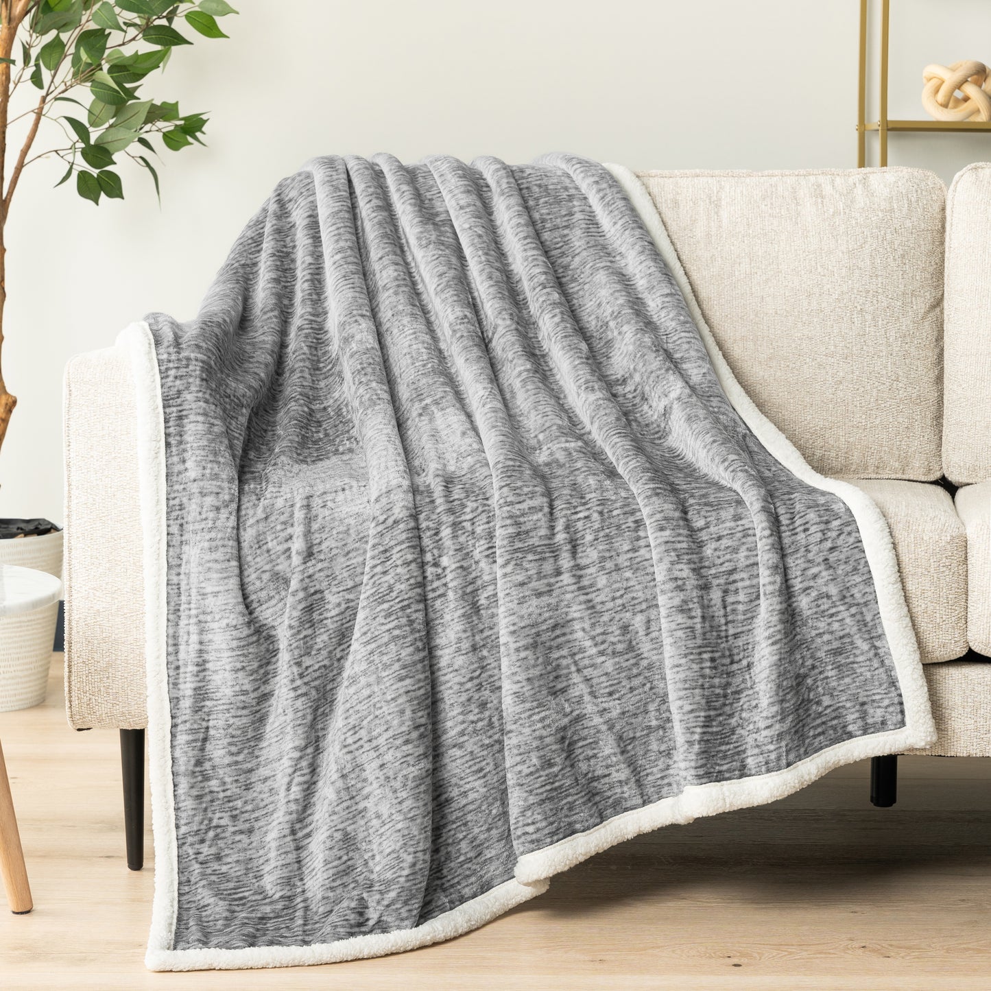 Melange Sherpa Fleece Throw Blanket