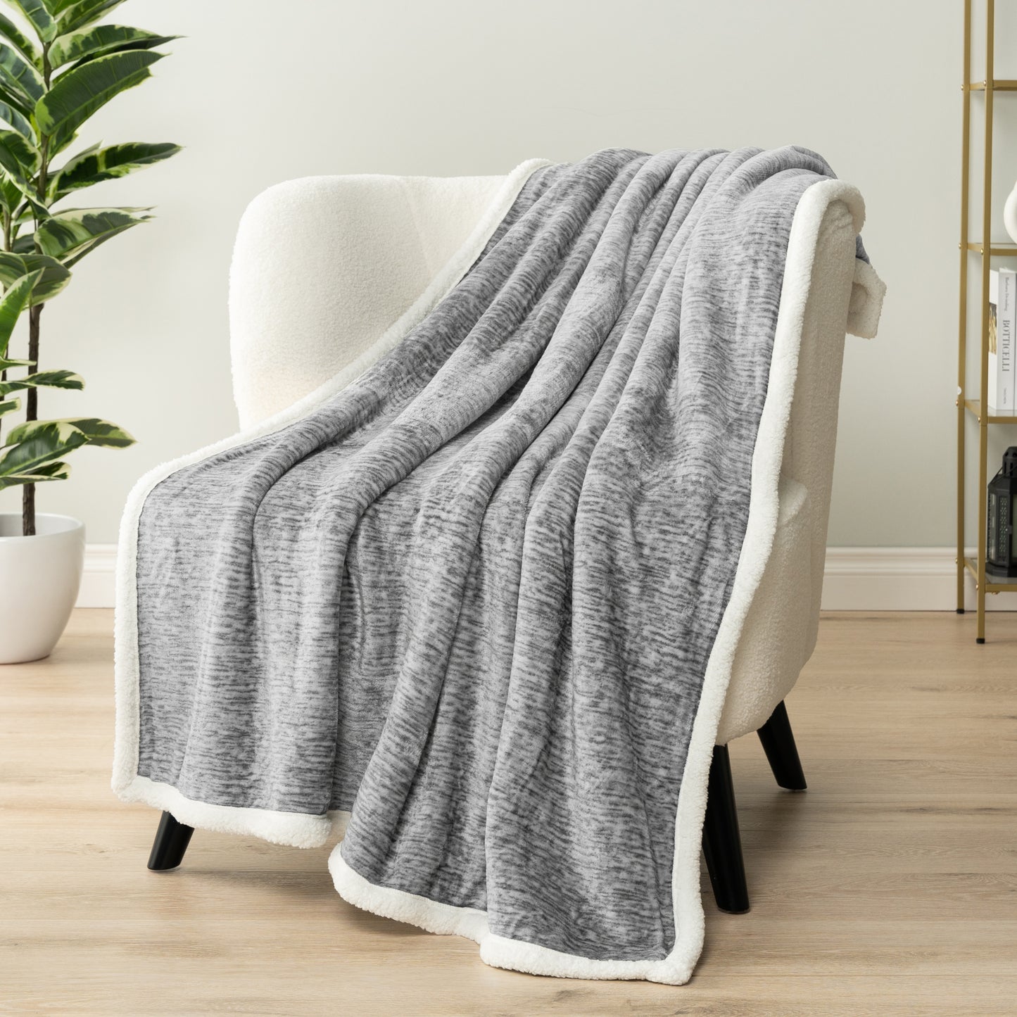 Melange Sherpa Fleece Throw Blanket