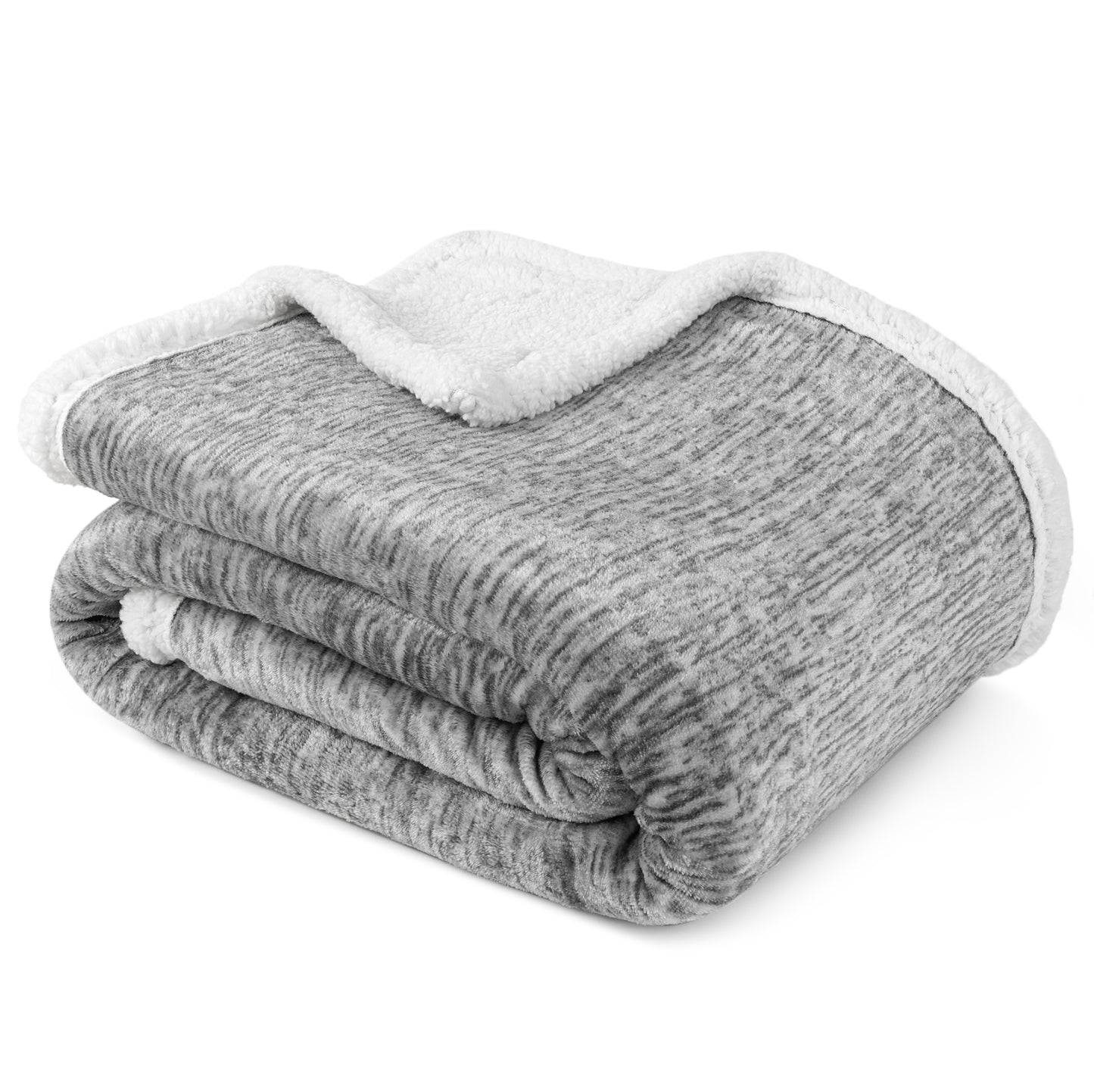 Melange Sherpa Fleece Throw Blanket