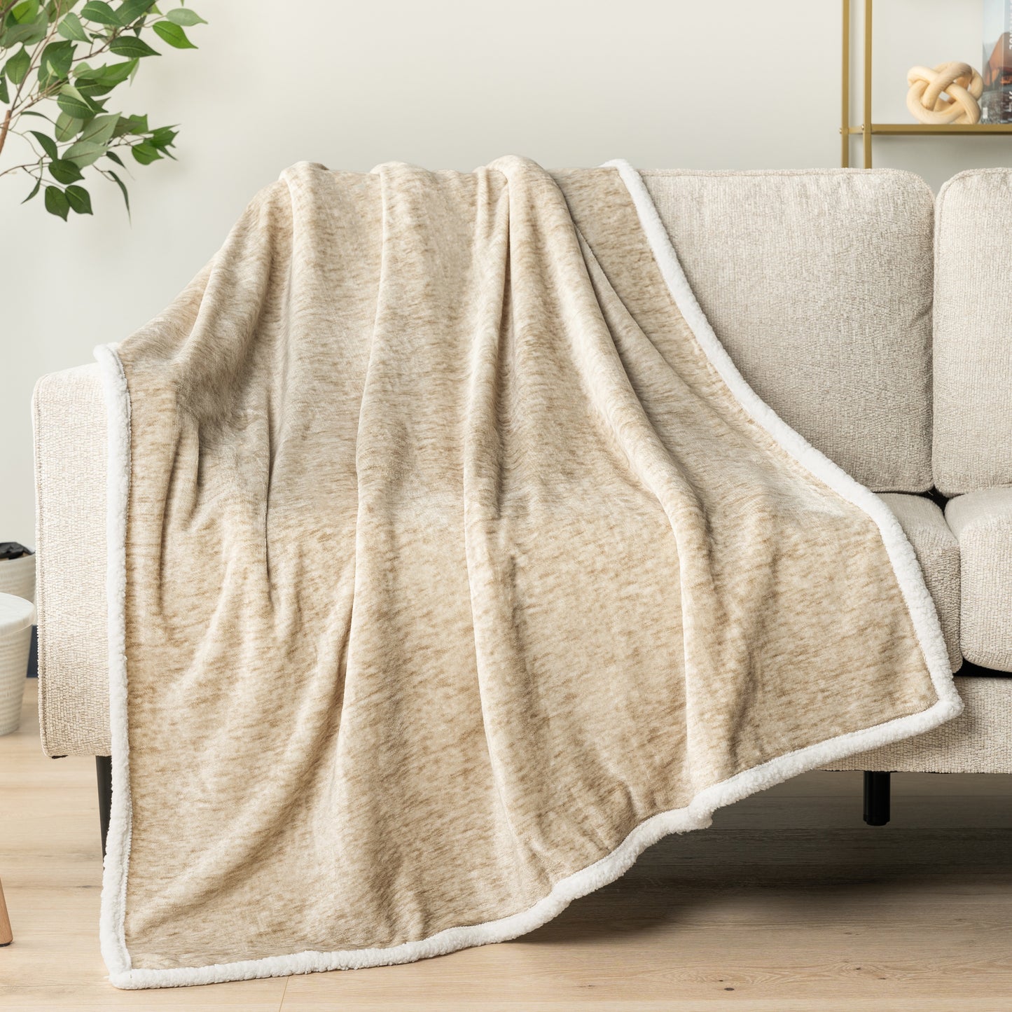 Melange Sherpa Fleece Throw Blanket