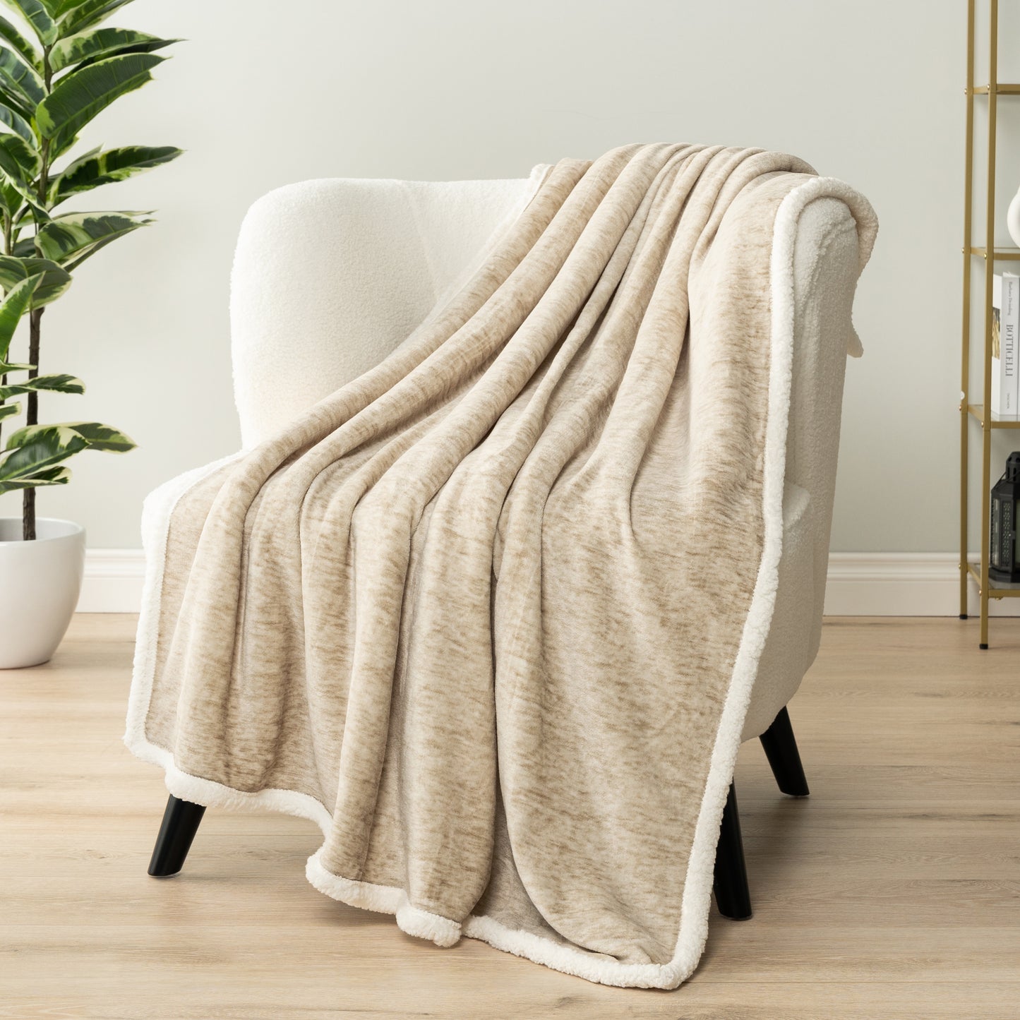 Melange Sherpa Fleece Throw Blanket
