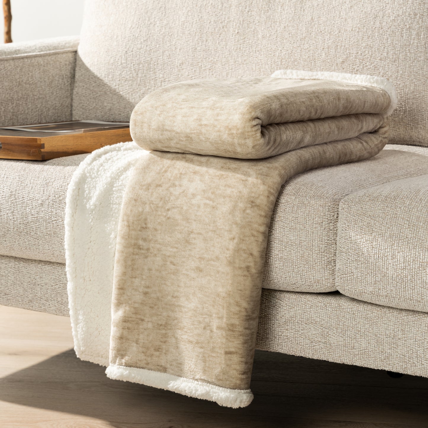 Melange Sherpa Fleece Throw Blanket