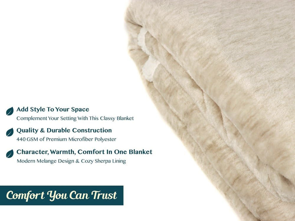 Melange Sherpa Fleece Throw Blanket