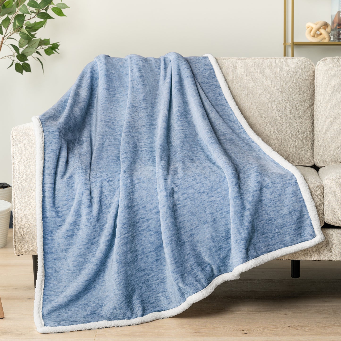 Melange Sherpa Fleece Throw Blanket