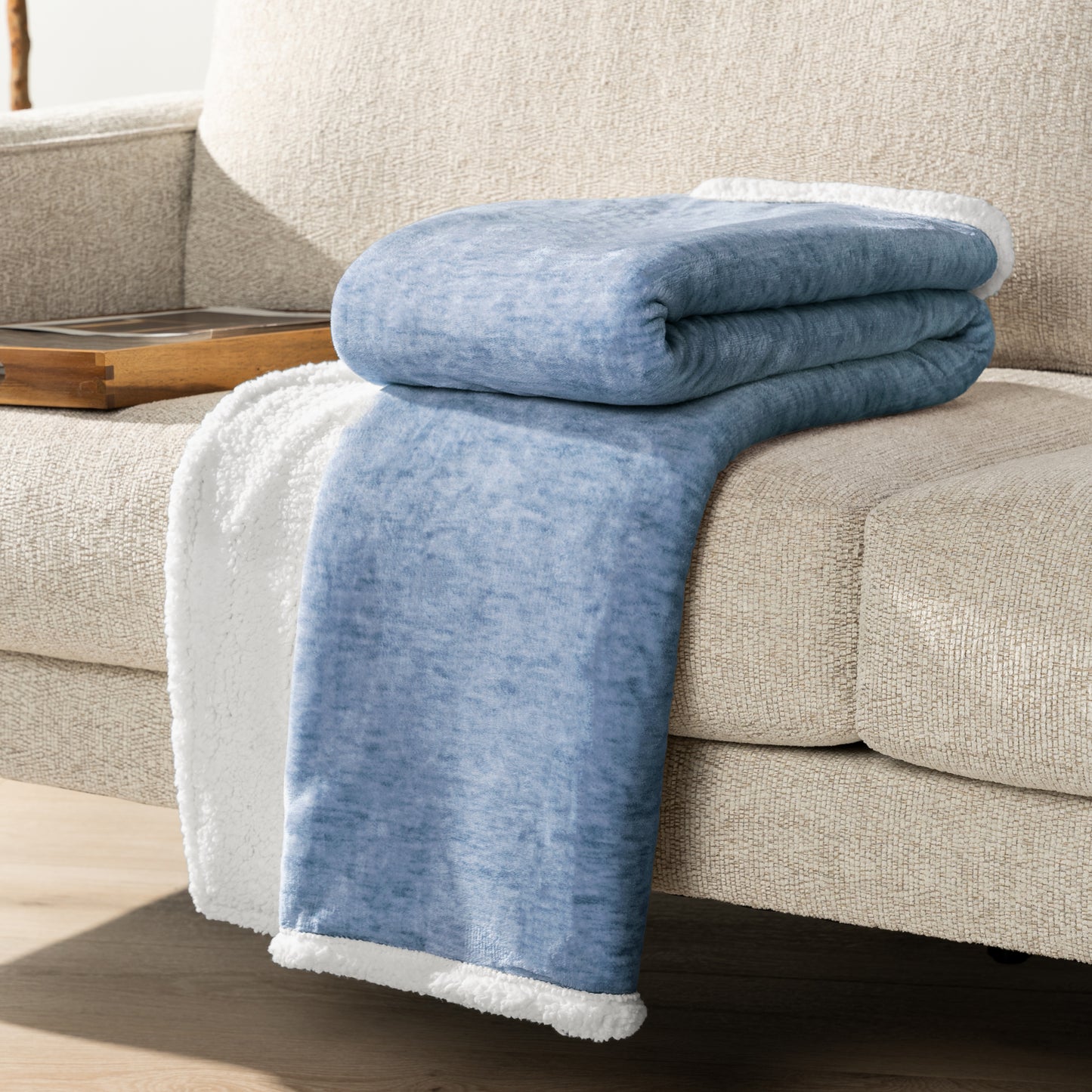 Melange Sherpa Fleece Throw Blanket