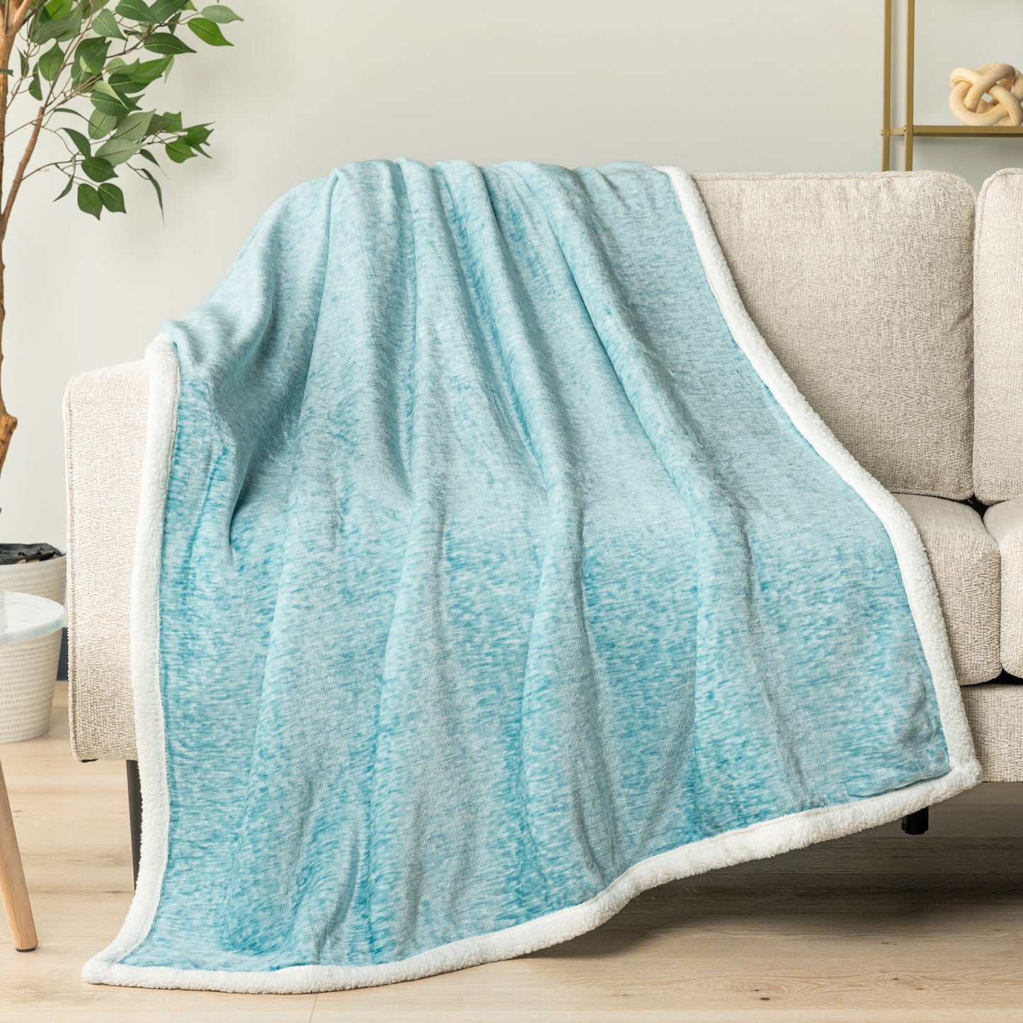 Melange Sherpa Fleece Throw Blanket
