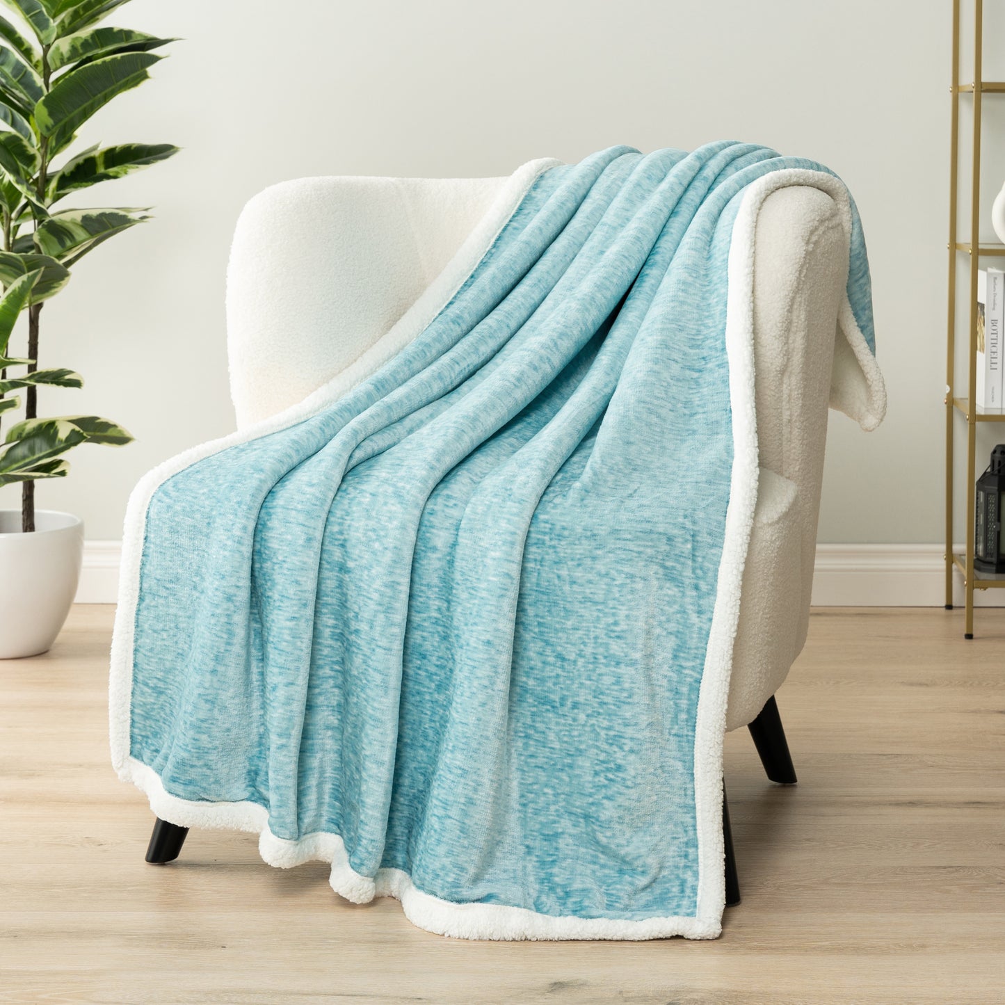 Melange Sherpa Fleece Throw Blanket