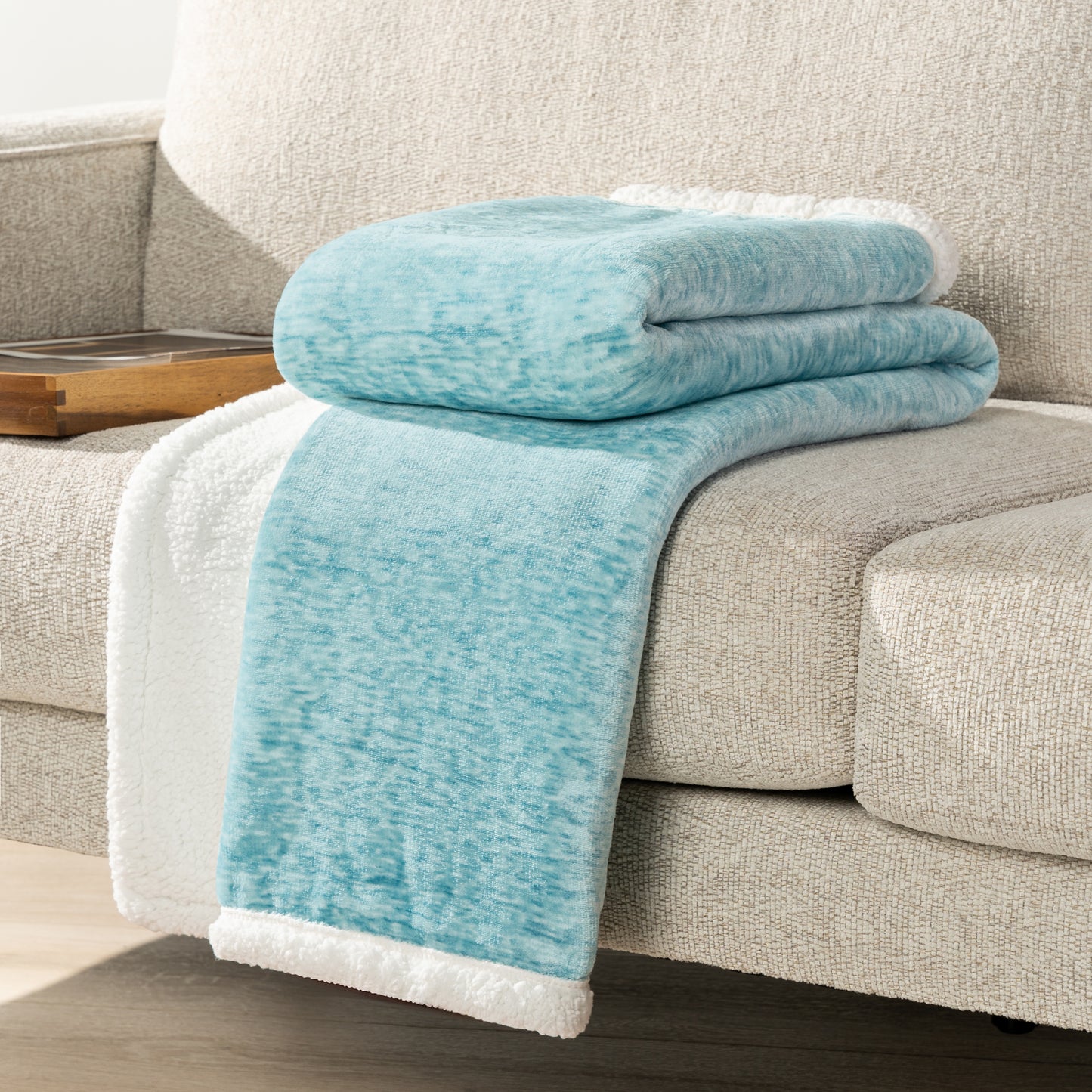 Melange Sherpa Fleece Throw Blanket
