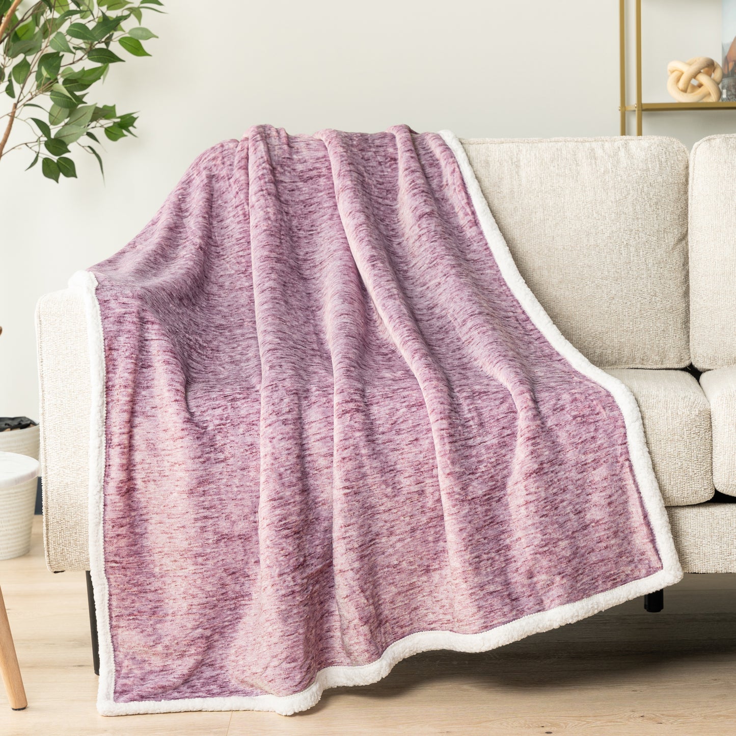 Melange Sherpa Fleece Throw Blanket