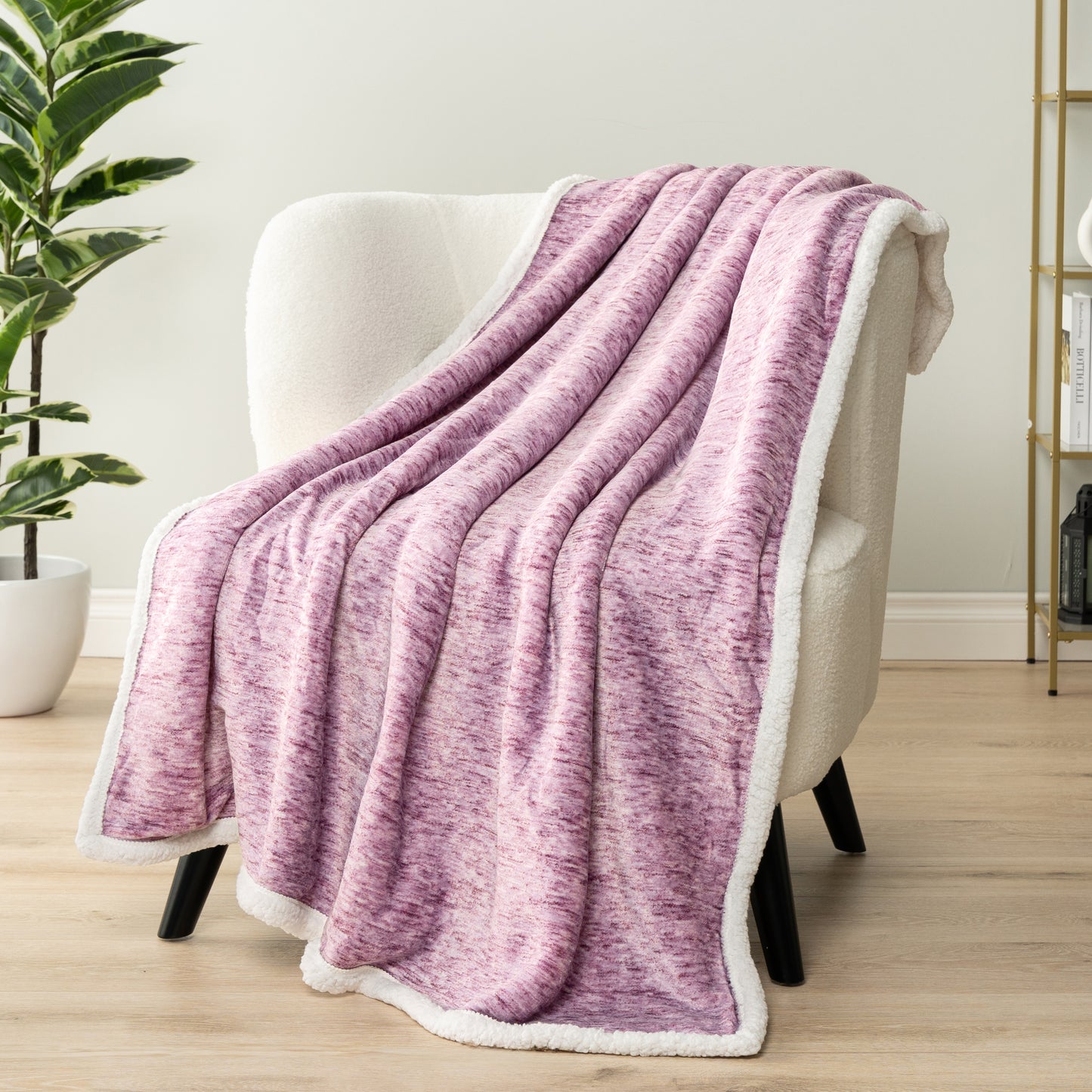 Melange Sherpa Fleece Throw Blanket