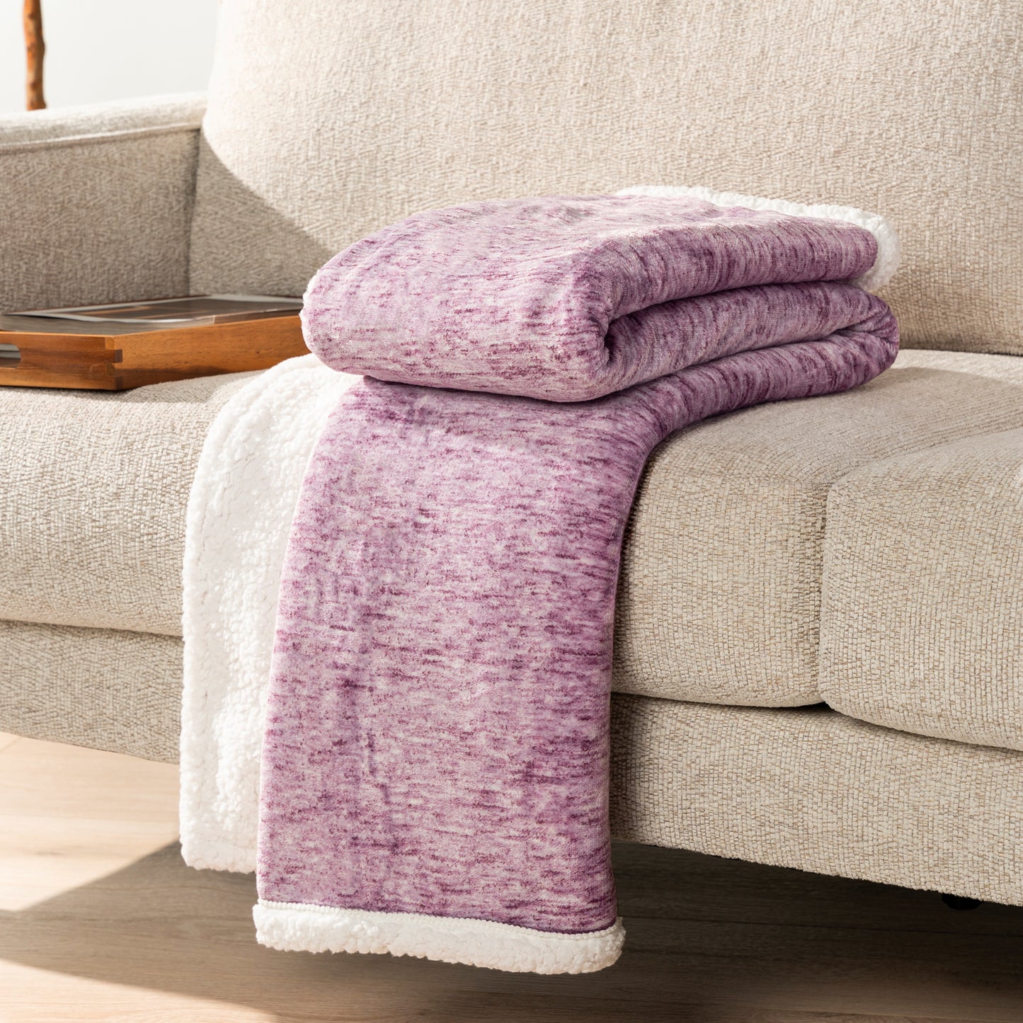 Melange Sherpa Fleece Throw Blanket