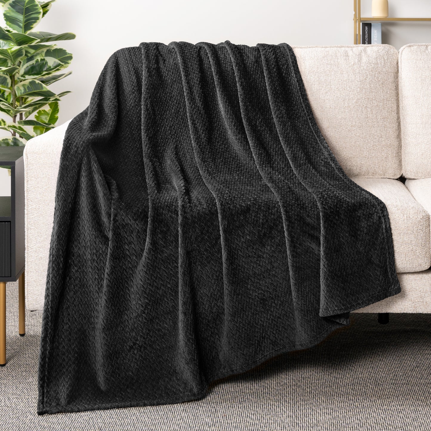 Leaves Textured Fleece Blanket