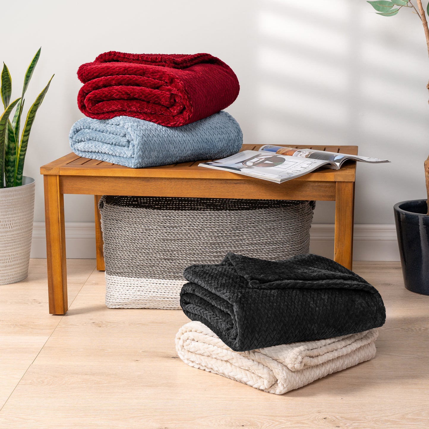 Leaves Textured Fleece Blanket