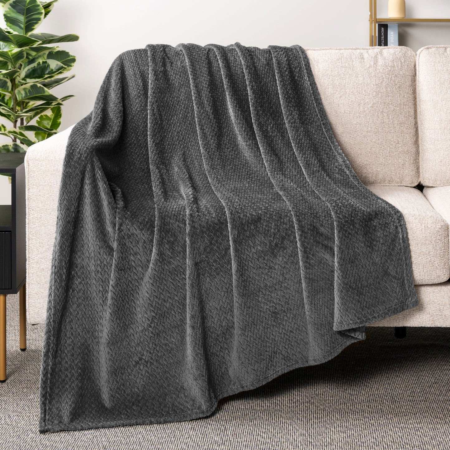 Leaves Textured Fleece Blanket