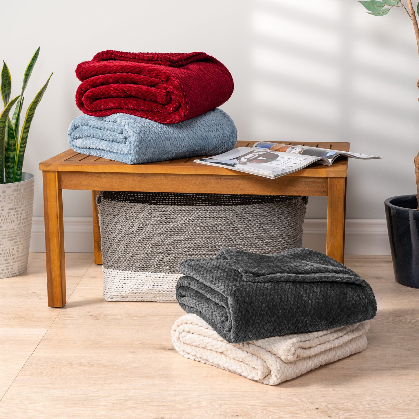 Leaves Textured Fleece Blanket