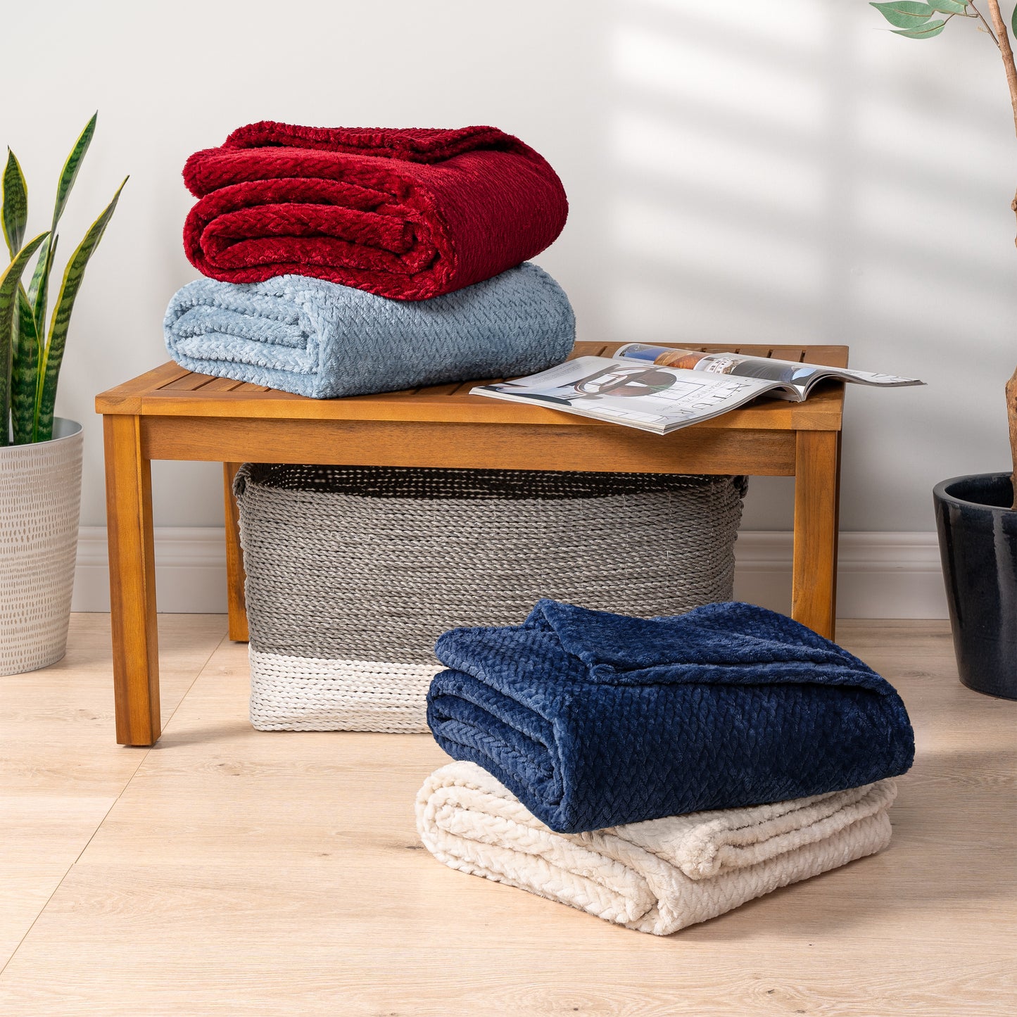 Leaves Textured Fleece Blanket