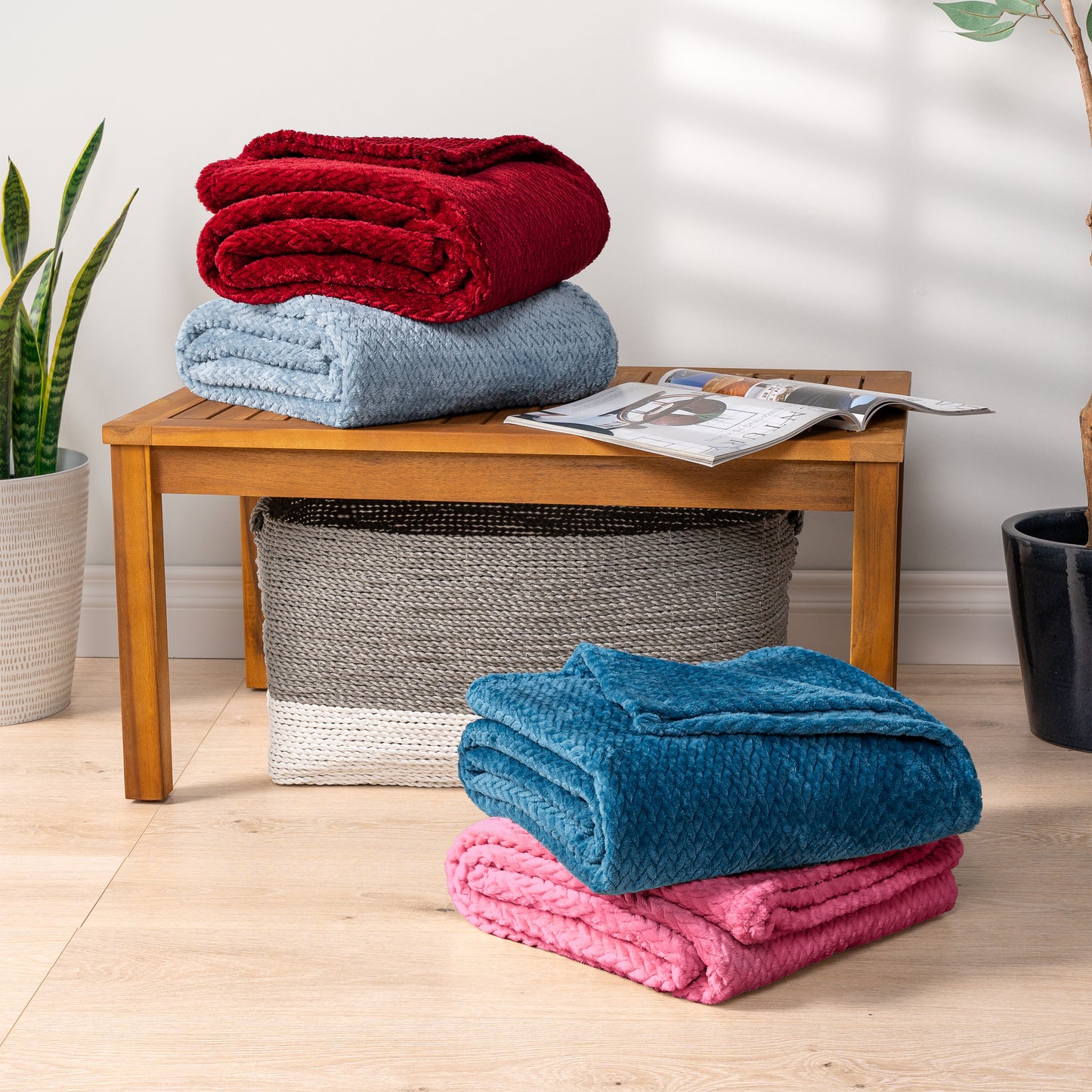 Leaves Textured Fleece Blanket