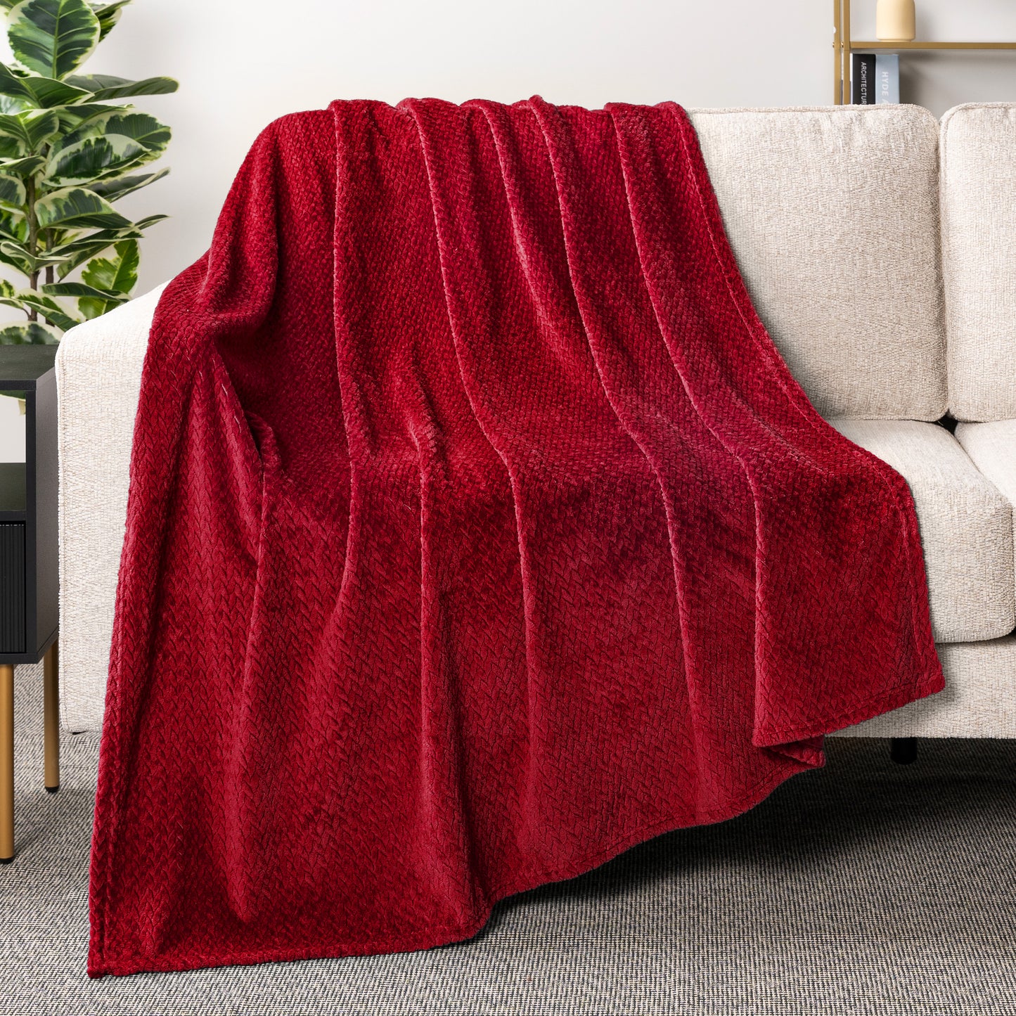 Leaves Textured Fleece Blanket