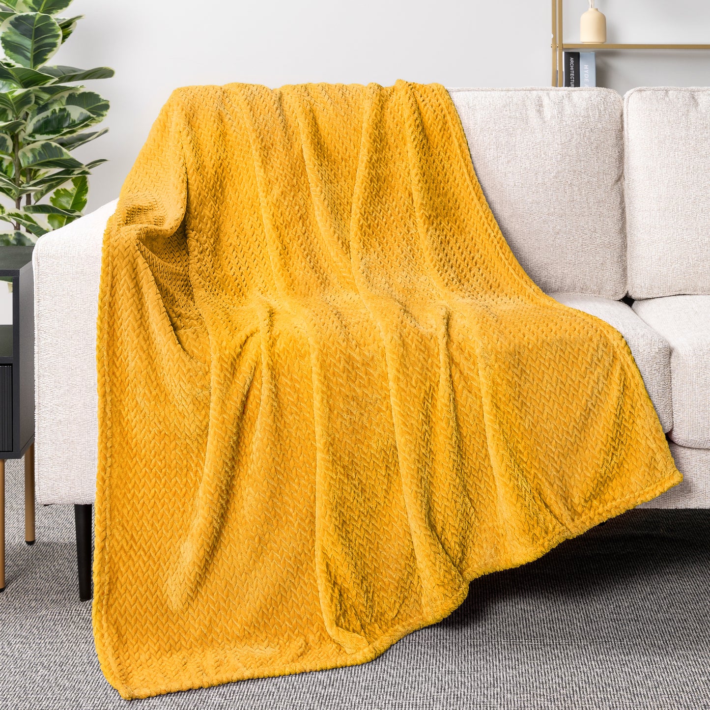 Leaves Textured Fleece Blanket