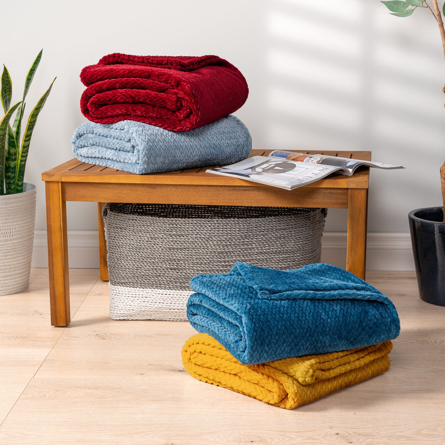 Leaves Textured Fleece Blanket