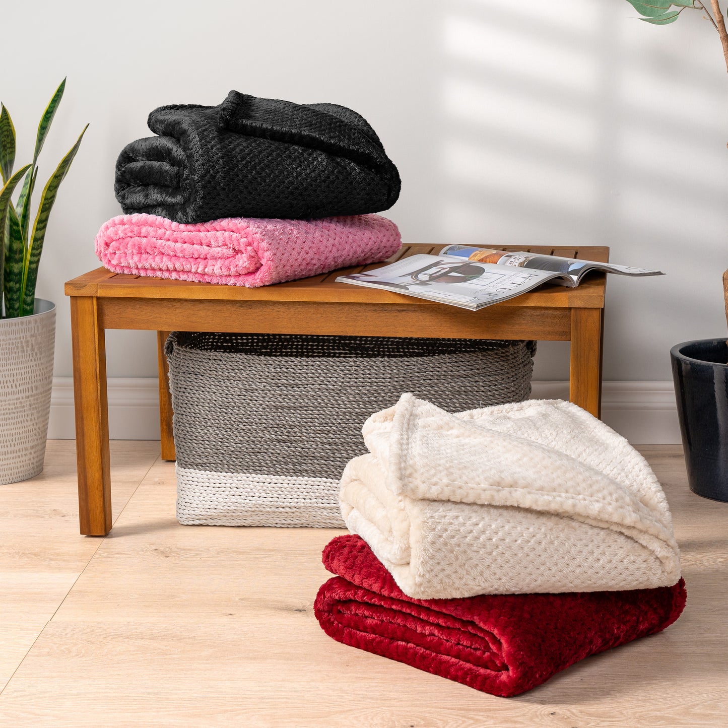 Waffle Textured Fleece Blanket