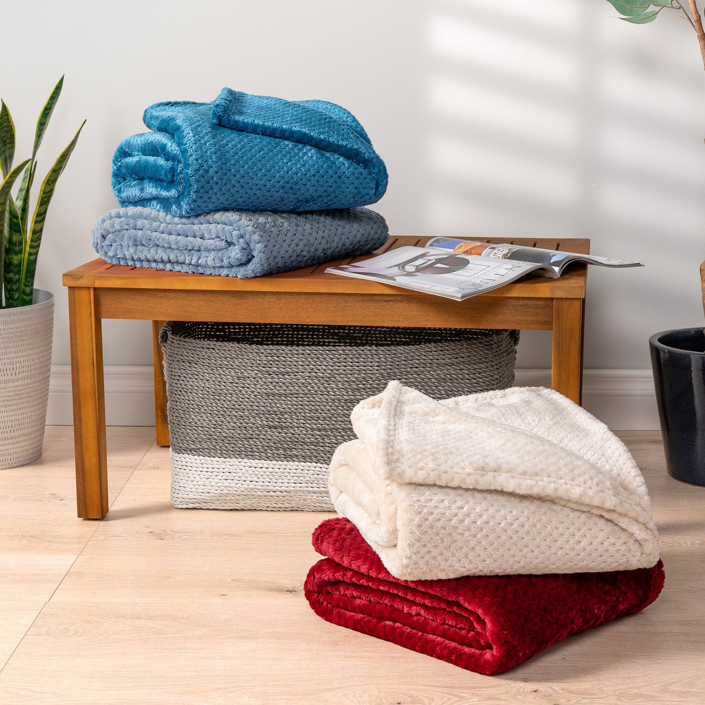 Waffle Textured Fleece Blanket