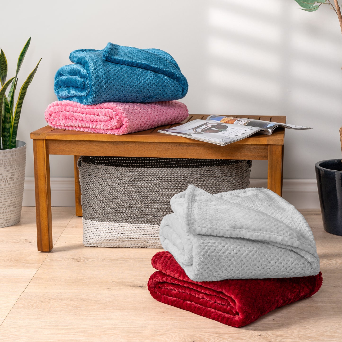 Waffle Textured Fleece Blanket