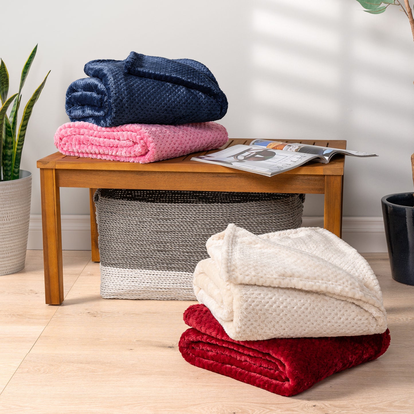 Waffle Textured Fleece Blanket