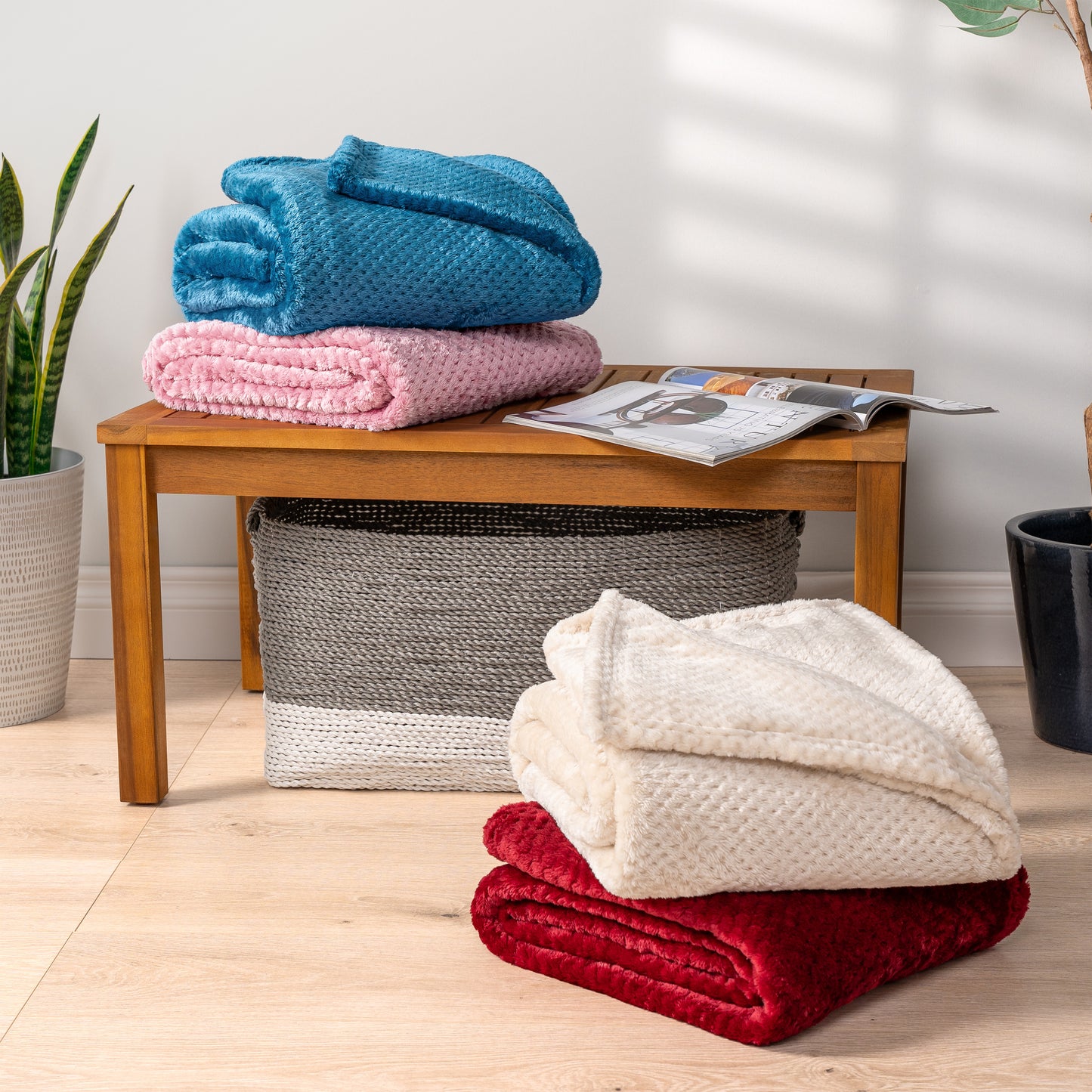 Waffle Textured Fleece Blanket