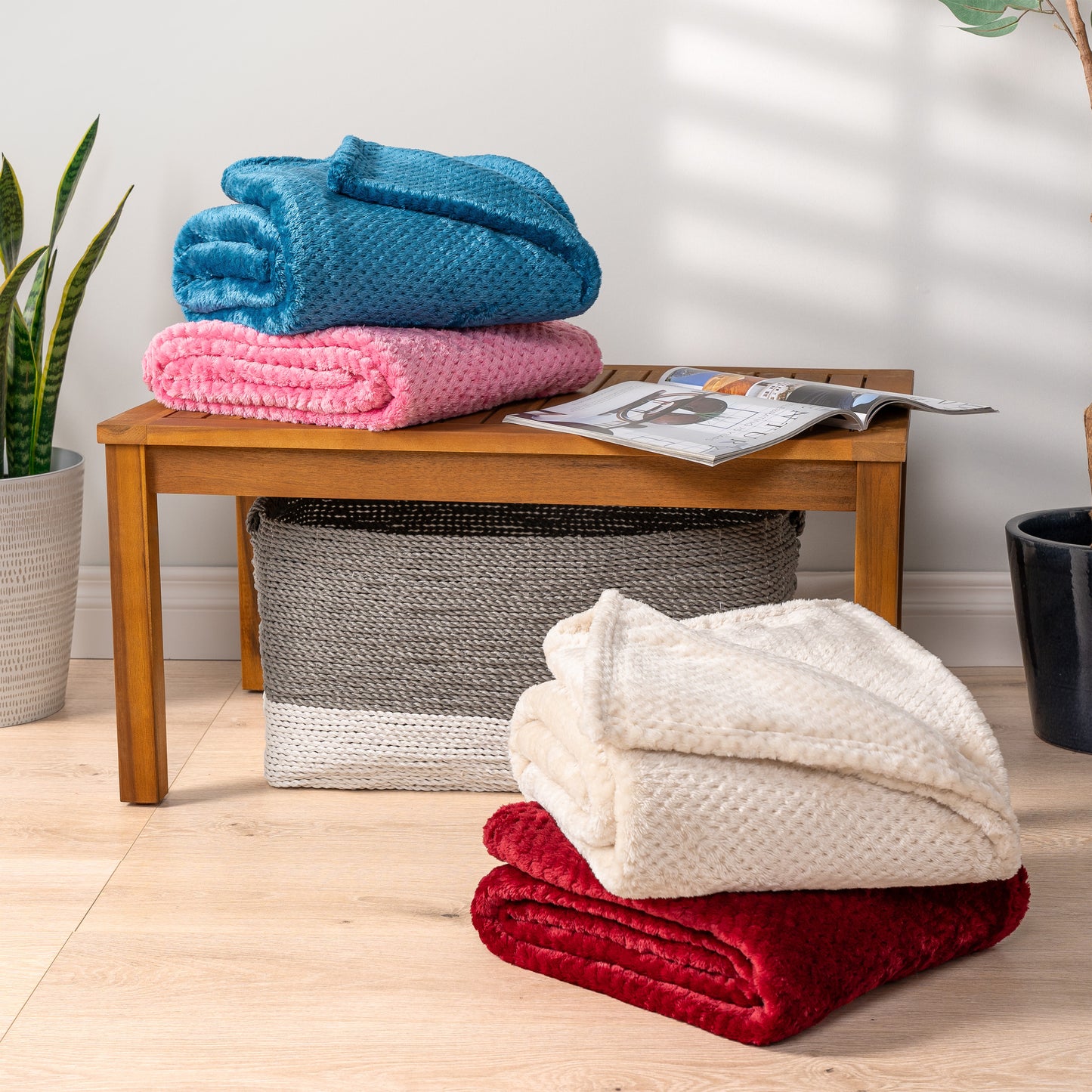 Waffle Textured Fleece Blanket