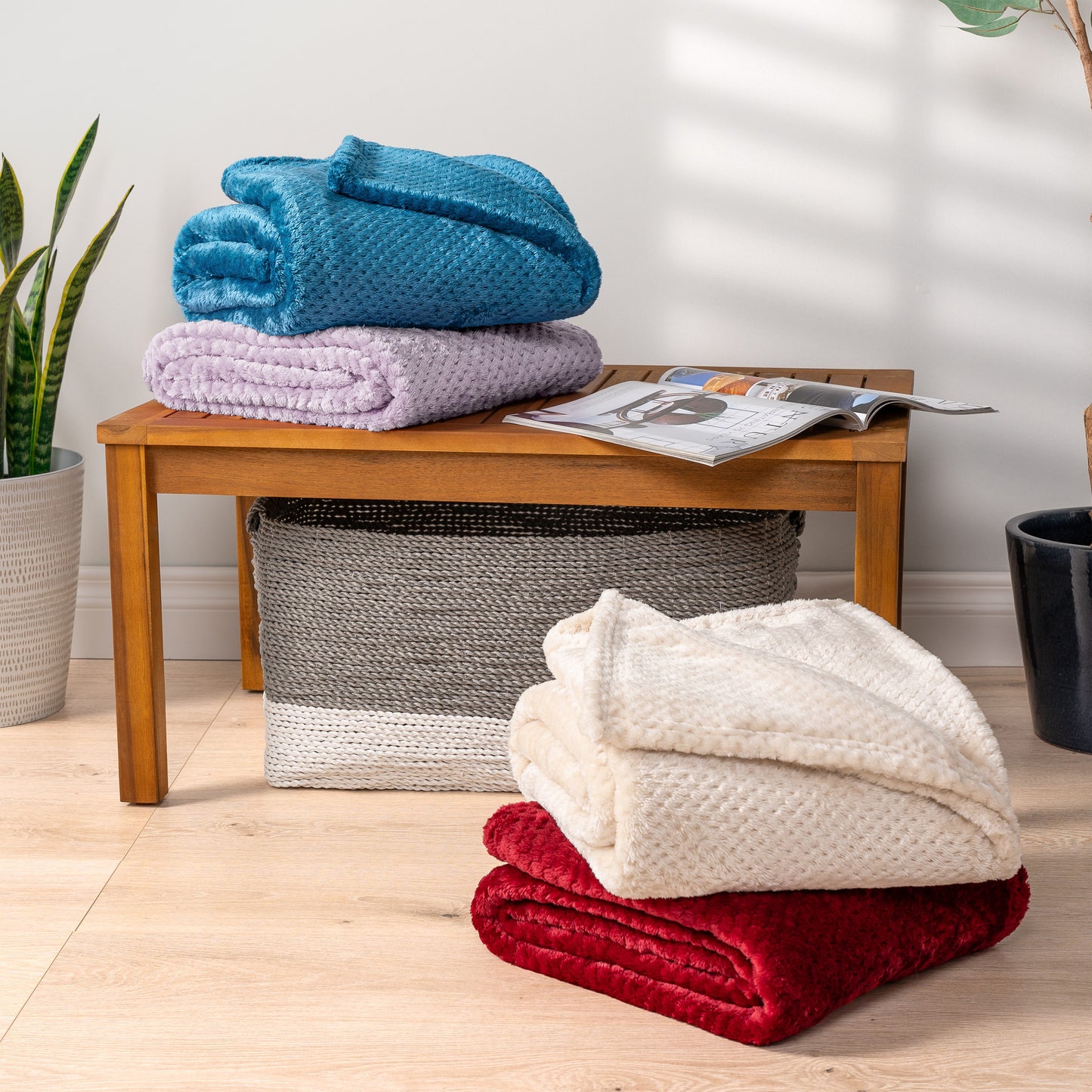 Waffle Textured Fleece Blanket