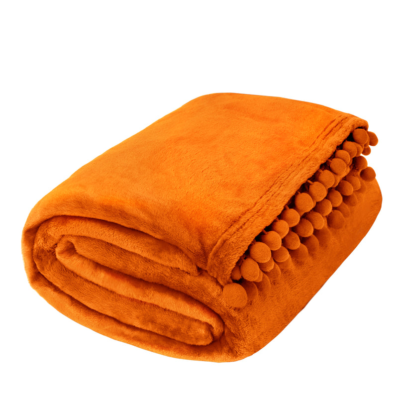 Pom Pom Fringe Throw Blanket