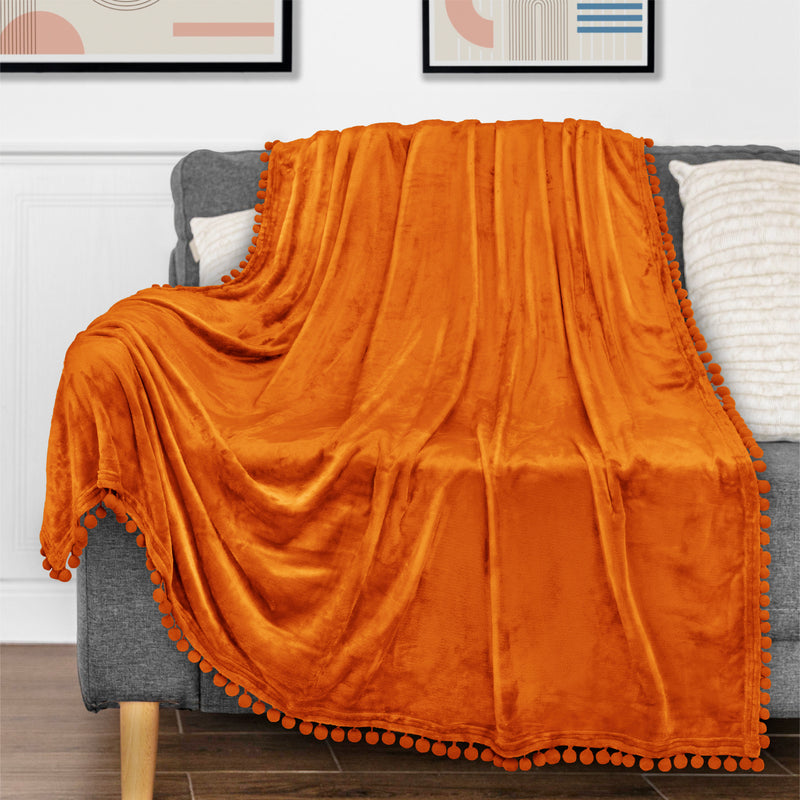 Pom Pom Fringe Throw Blanket