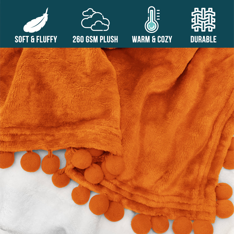 Pom Pom Fringe Throw Blanket
