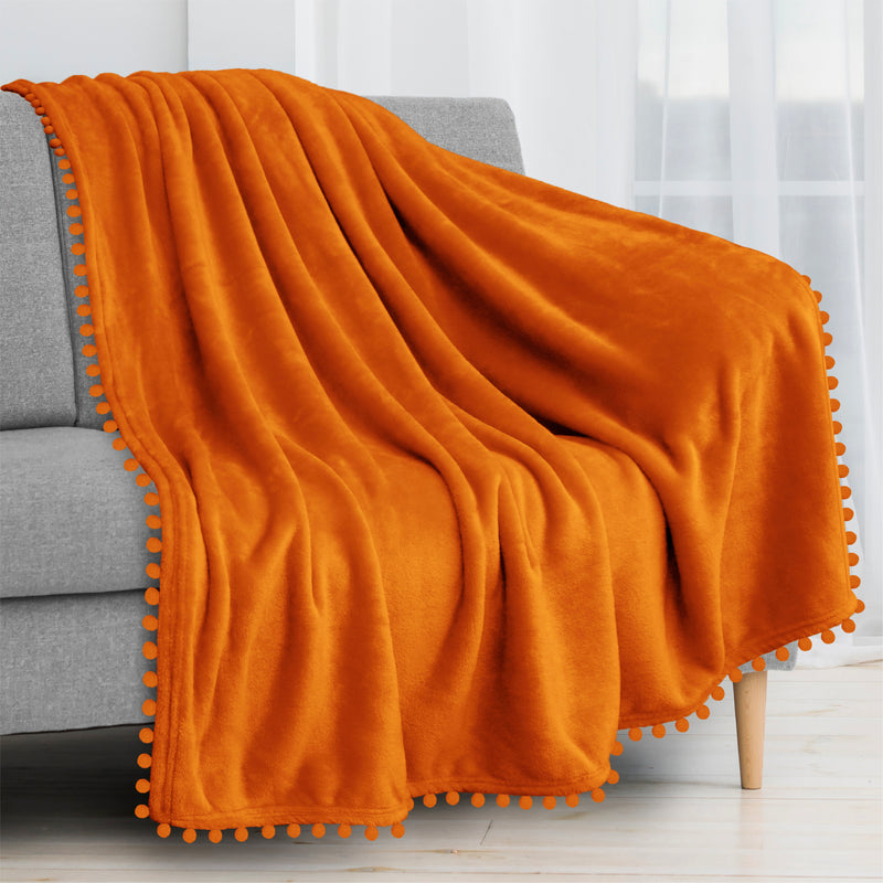 Pom Pom Fringe Throw Blanket