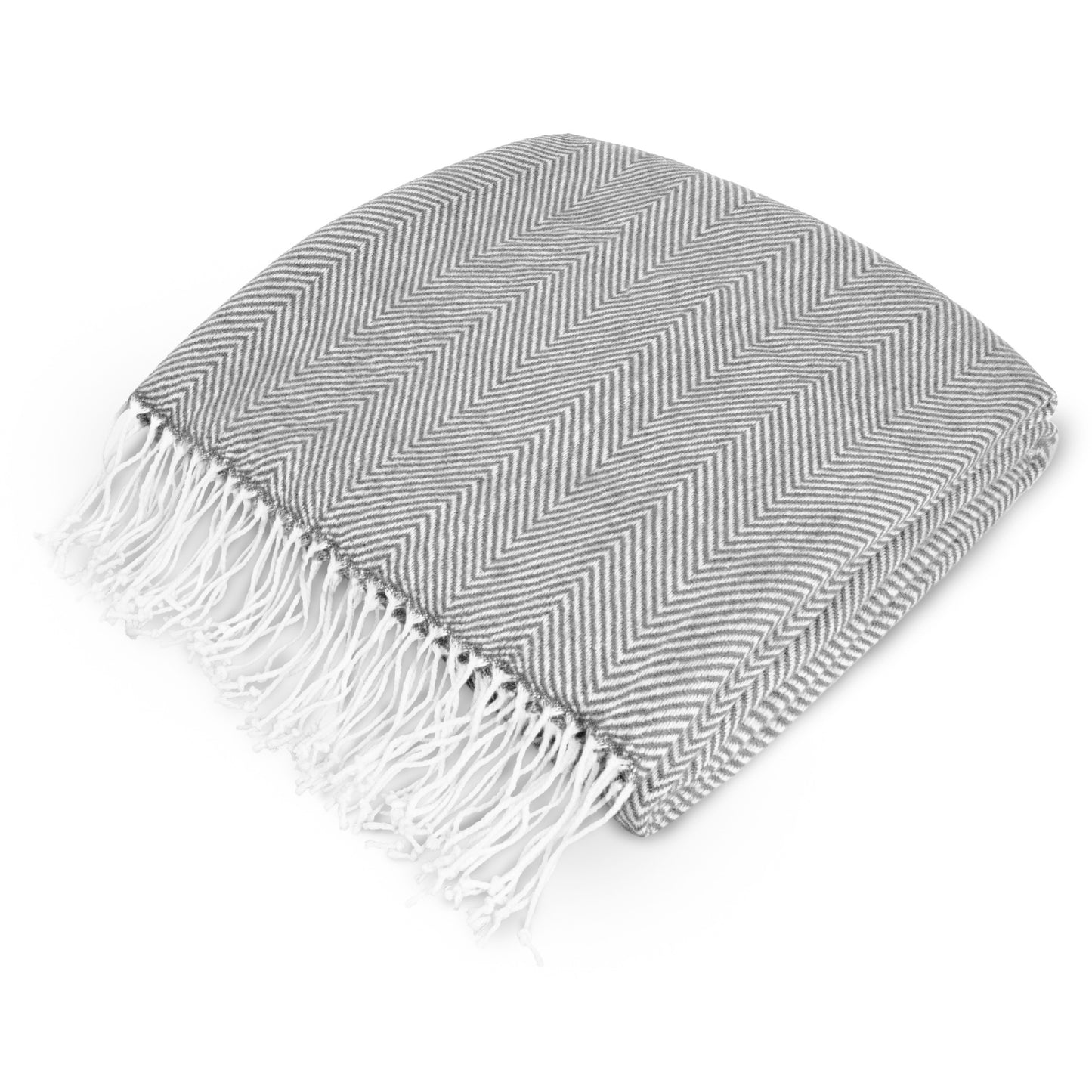 Herringbone Knit Fringe Throw Blanket