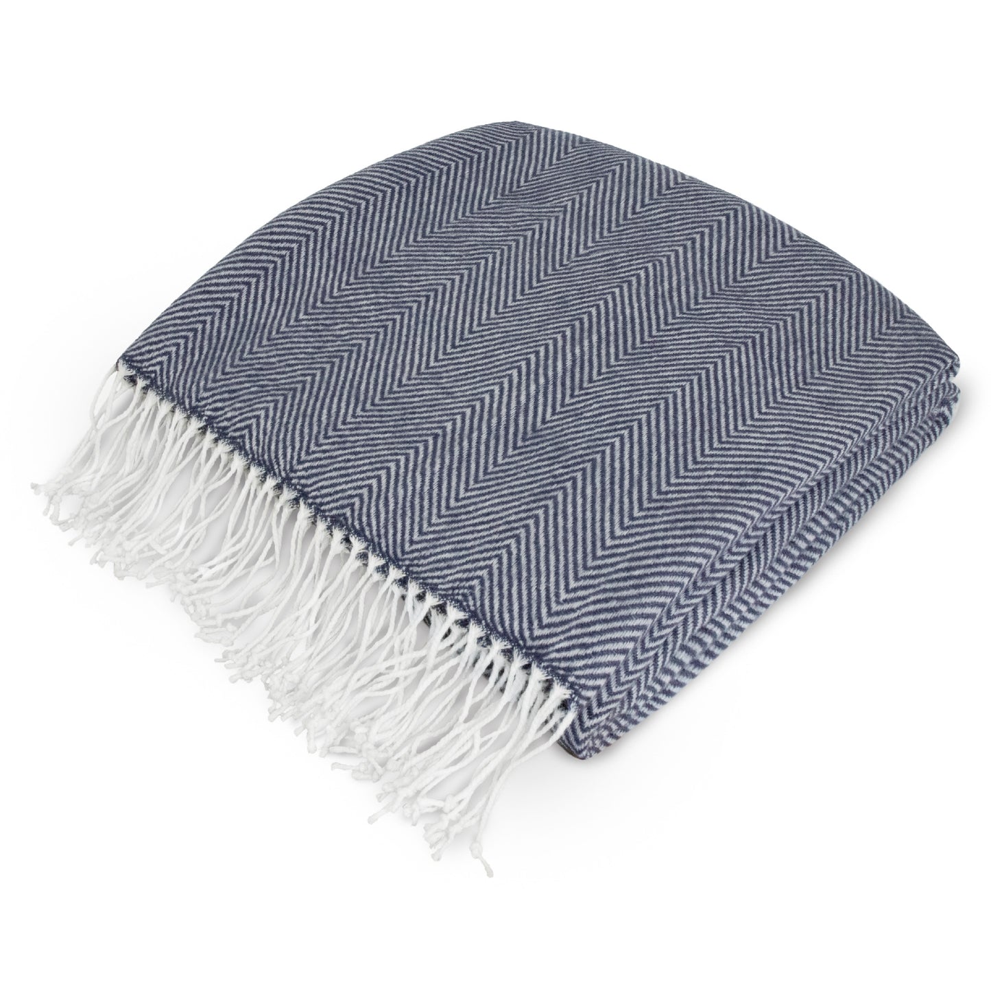 Herringbone Knit Fringe Throw Blanket