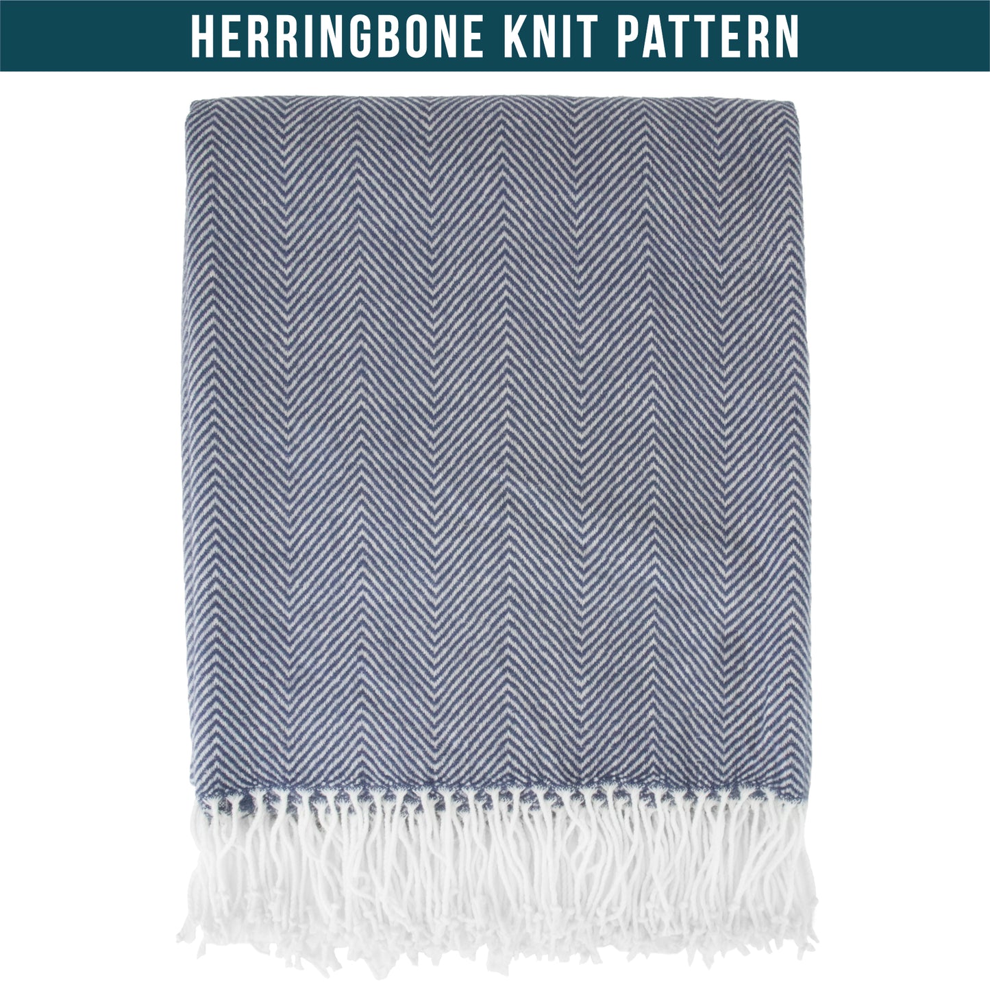 Herringbone Knit Fringe Throw Blanket