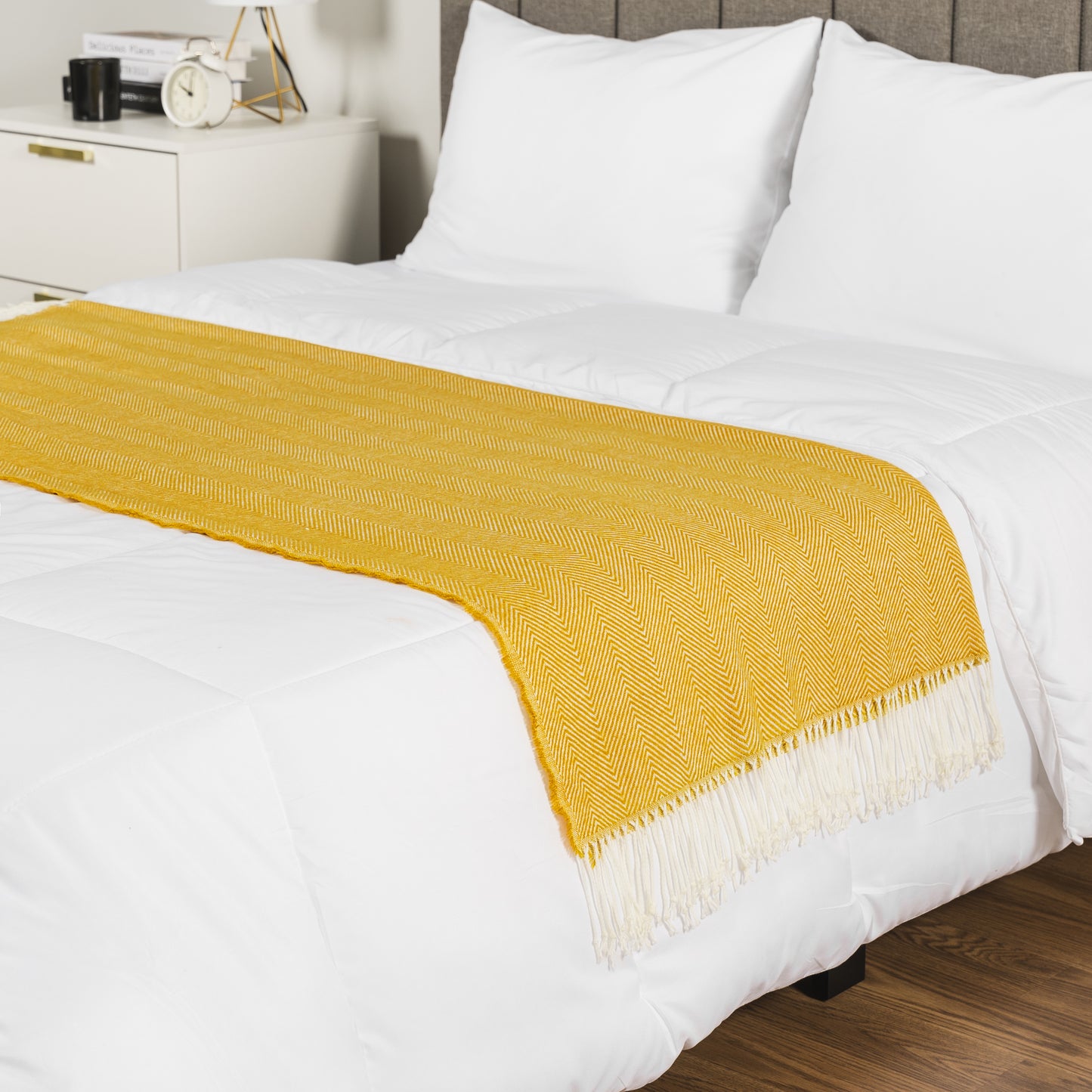 Herringbone Knit Fringe Throw Blanket