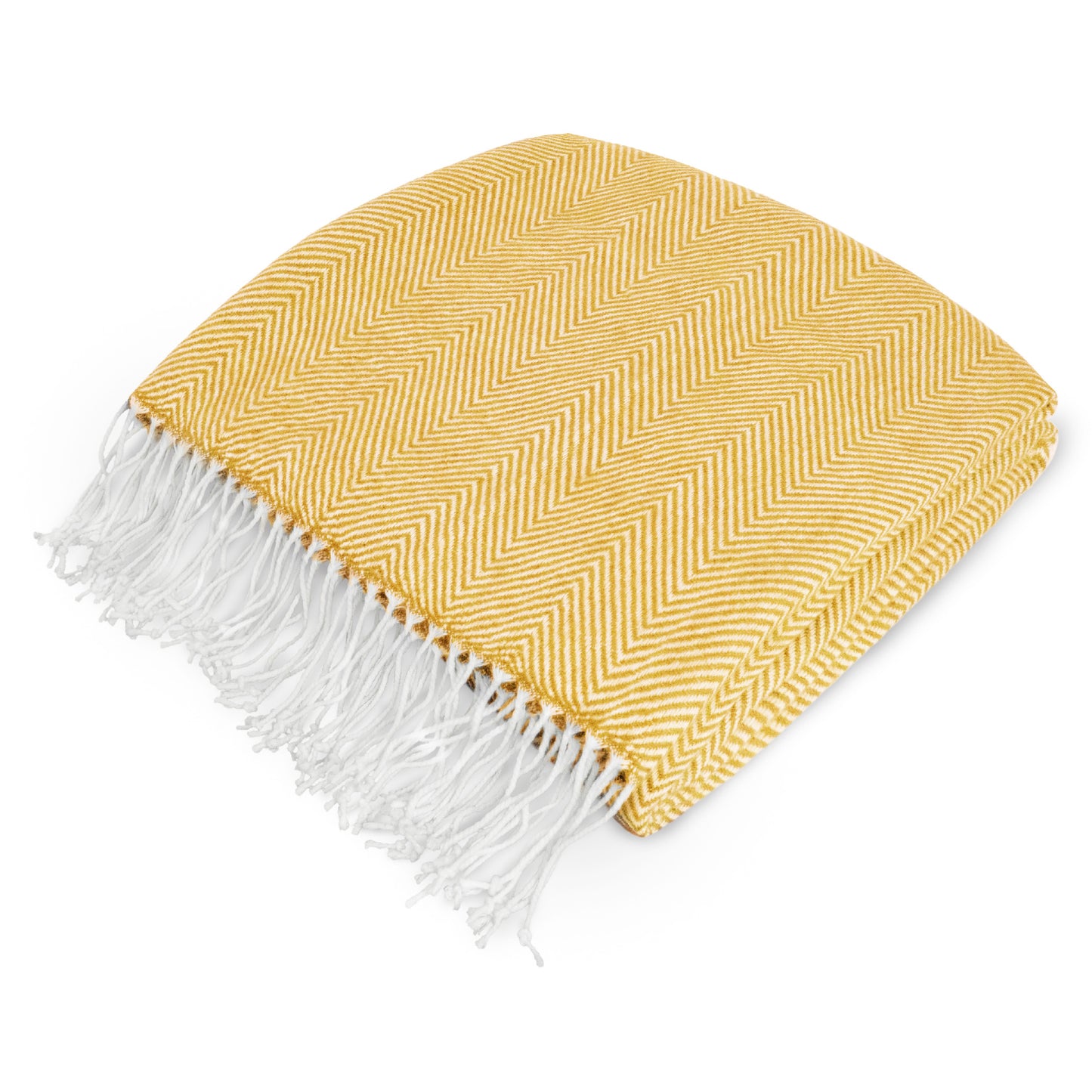 Herringbone Knit Fringe Throw Blanket