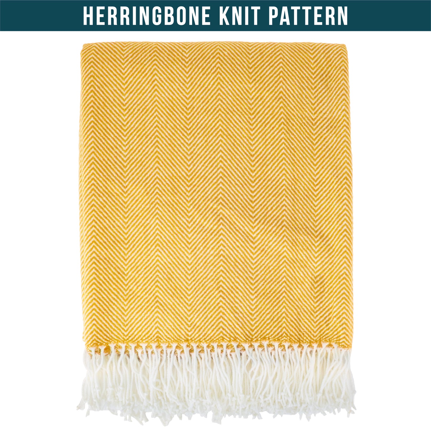 Herringbone Knit Fringe Throw Blanket