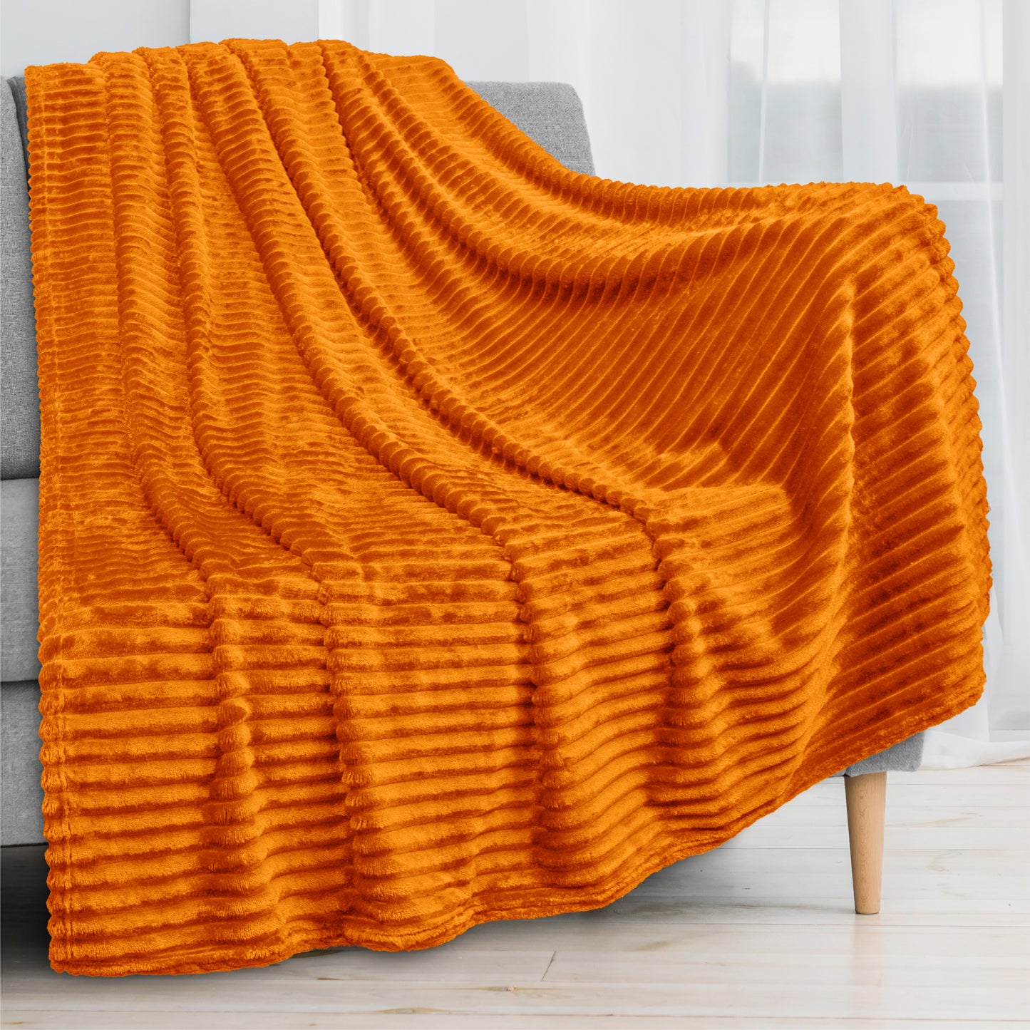 Ribbed Fleece Throw Blanket