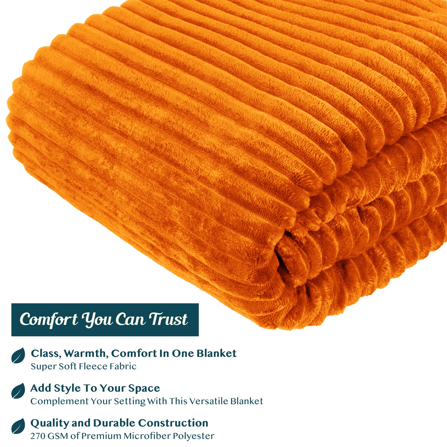 Ribbed Fleece Throw Blanket