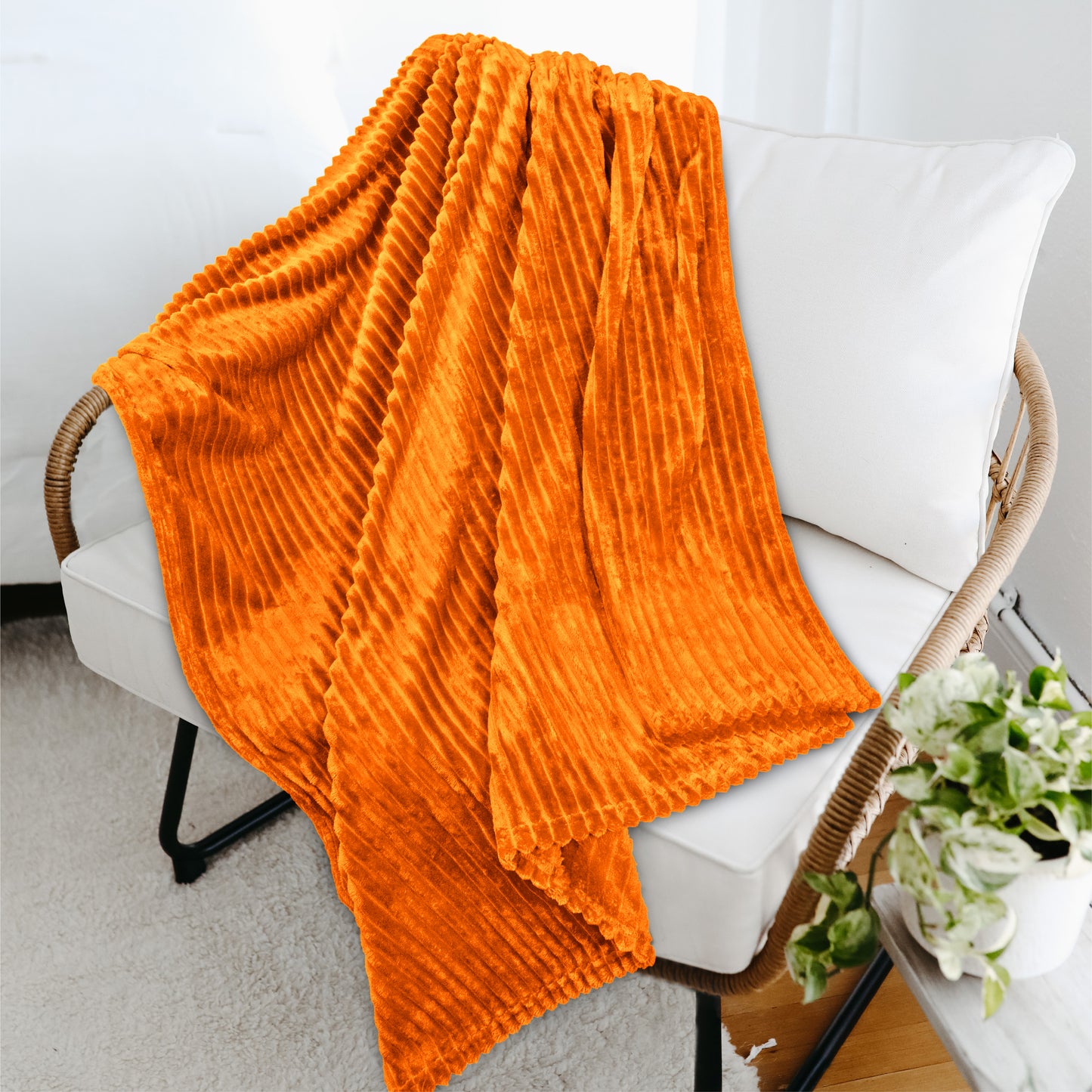 Ribbed Fleece Throw Blanket