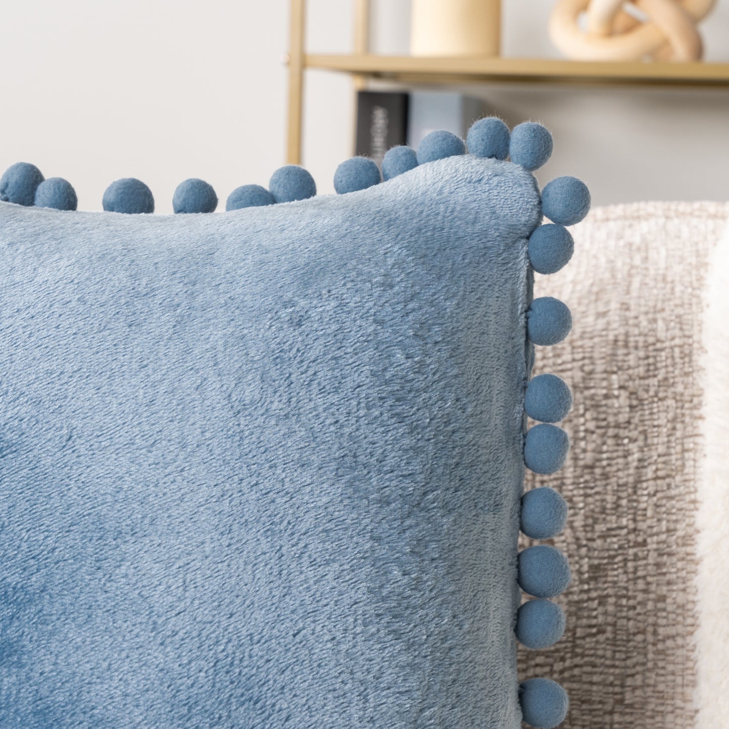 Pom Pom Fringe Fleece Pillow Cover - Set of 2