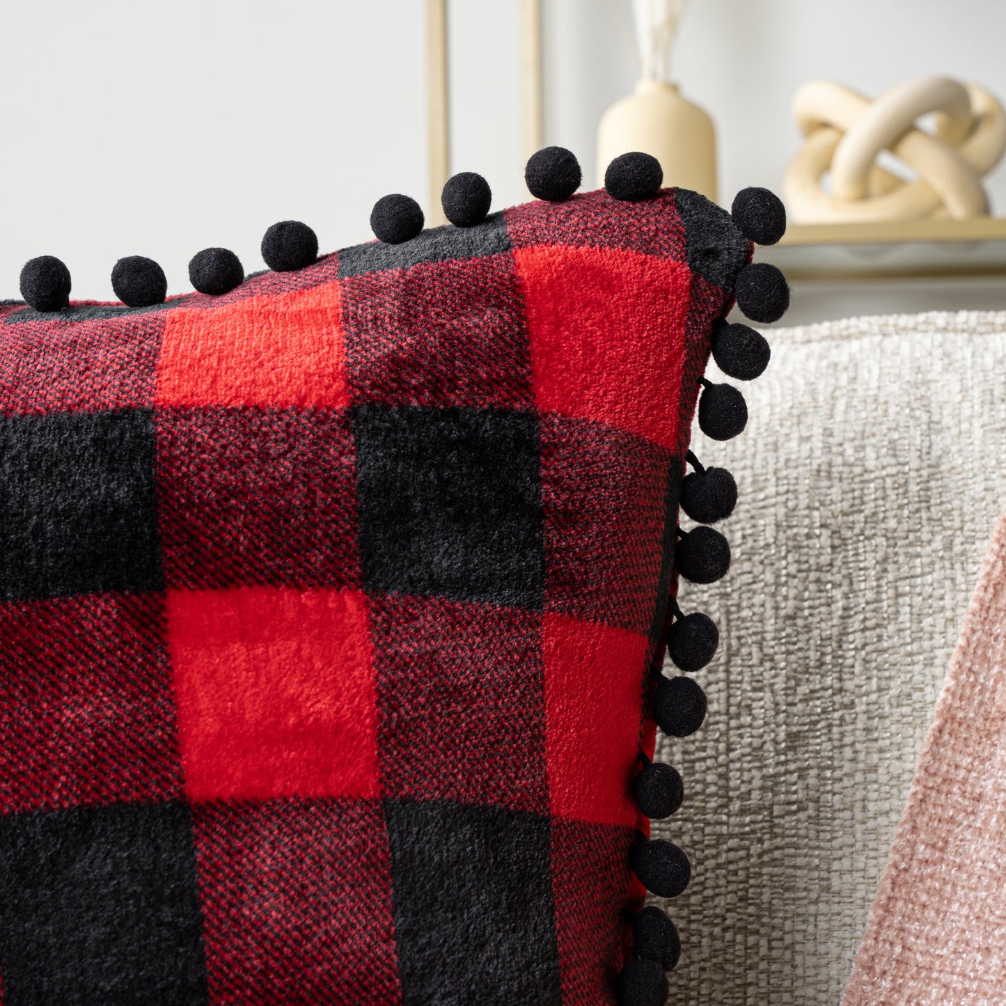 Pom Pom Fringe Fleece Pillow Cover - Set of 2