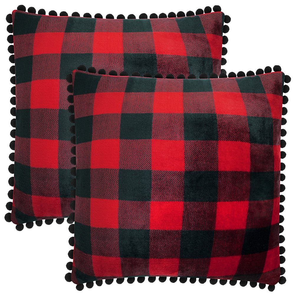 Pom Pom Fringe Fleece Pillow Cover - Set of 2