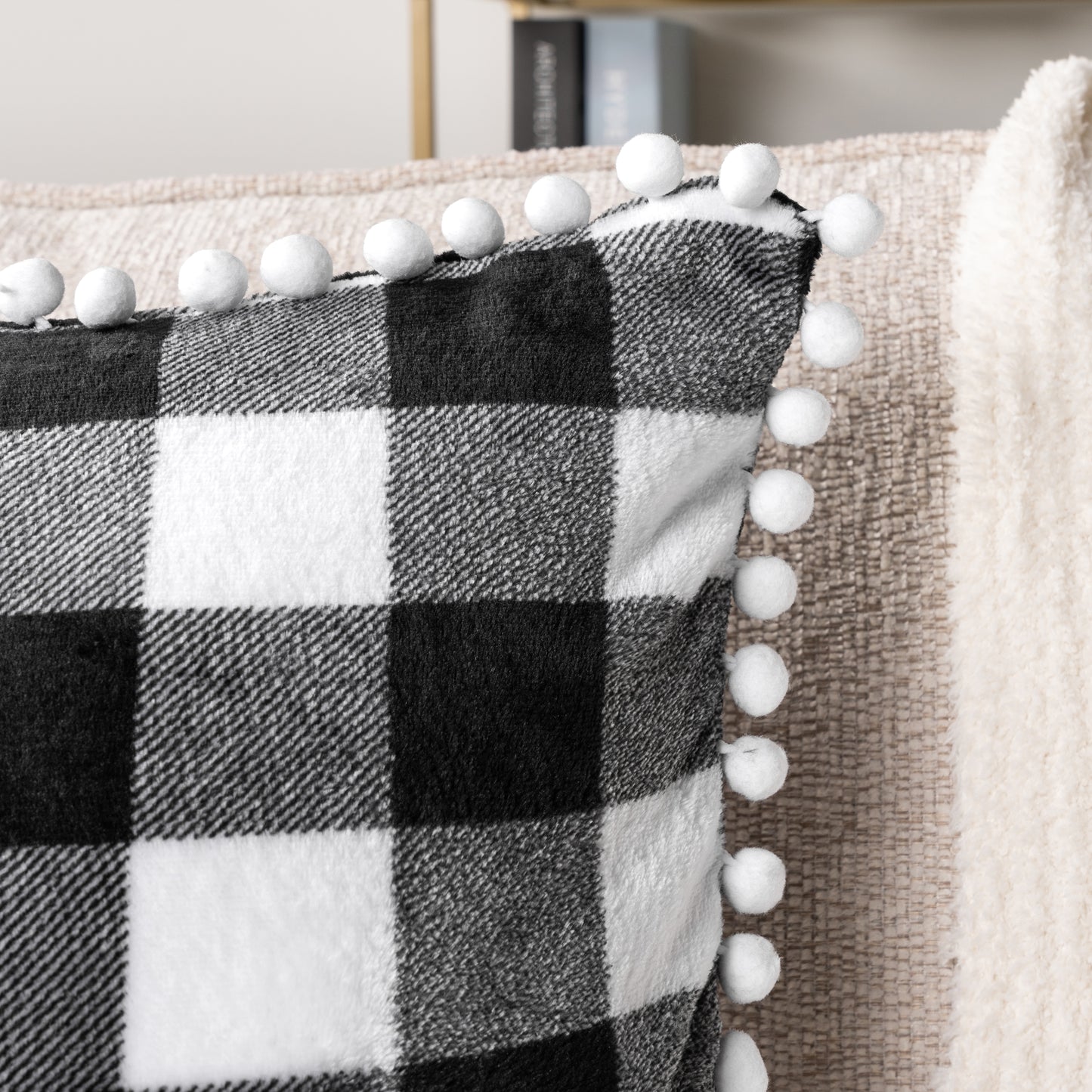 Pom Pom Fringe Fleece Pillow Cover - Set of 2